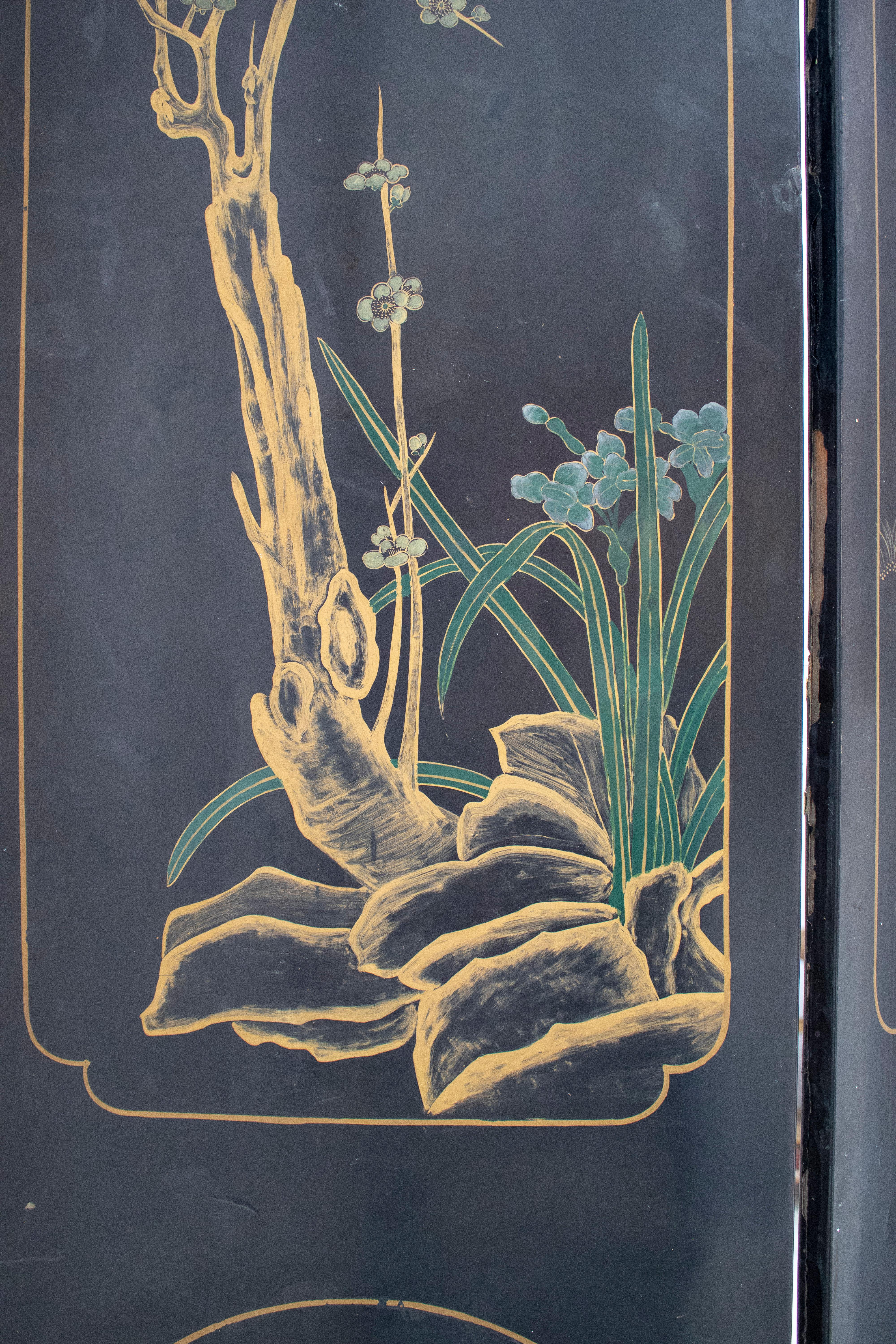 20th Century Chinese Mother of Pearl Inlay 4-Panel Folding Screen 6