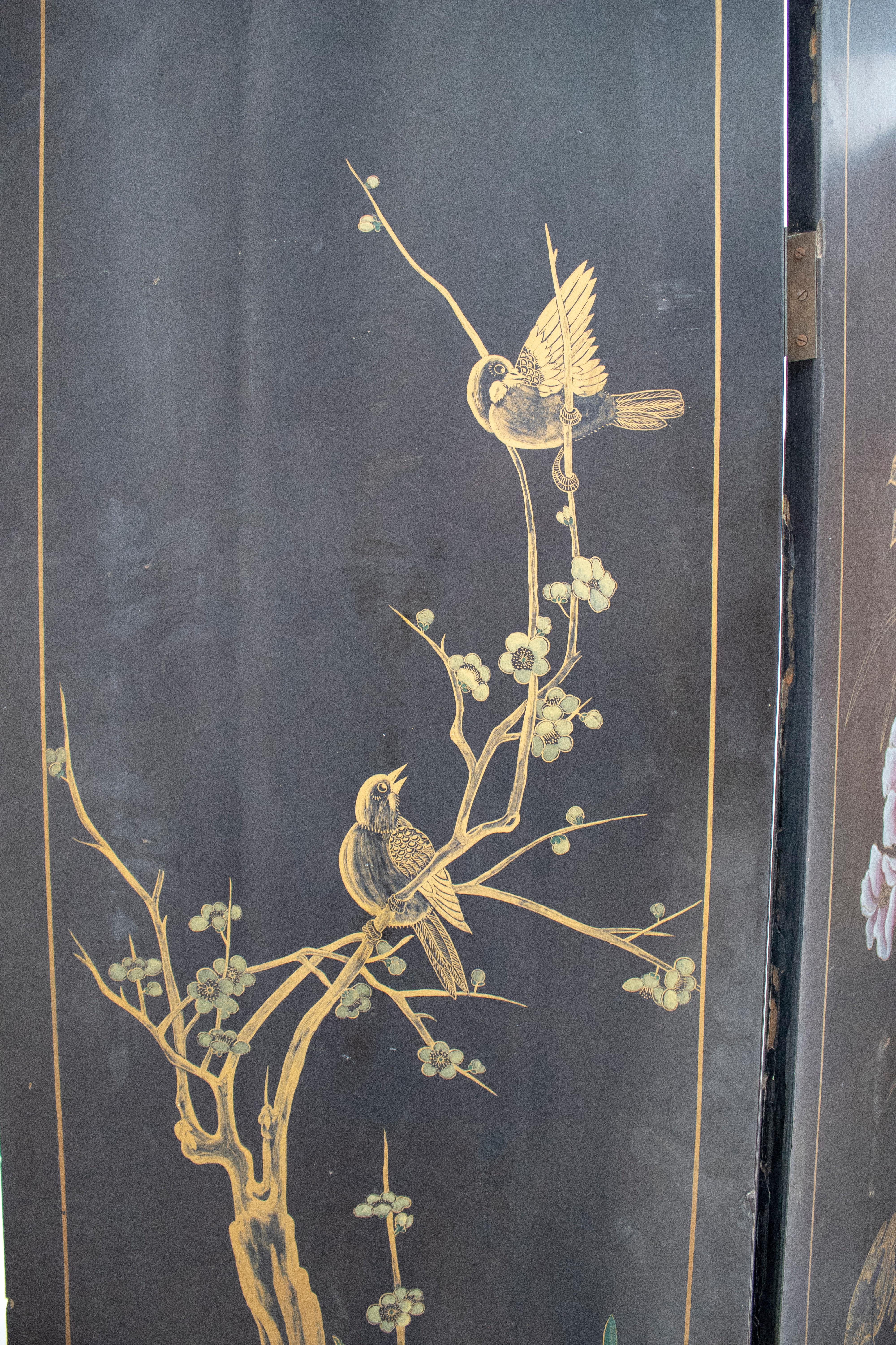 20th Century Chinese Mother of Pearl Inlay 4-Panel Folding Screen 7