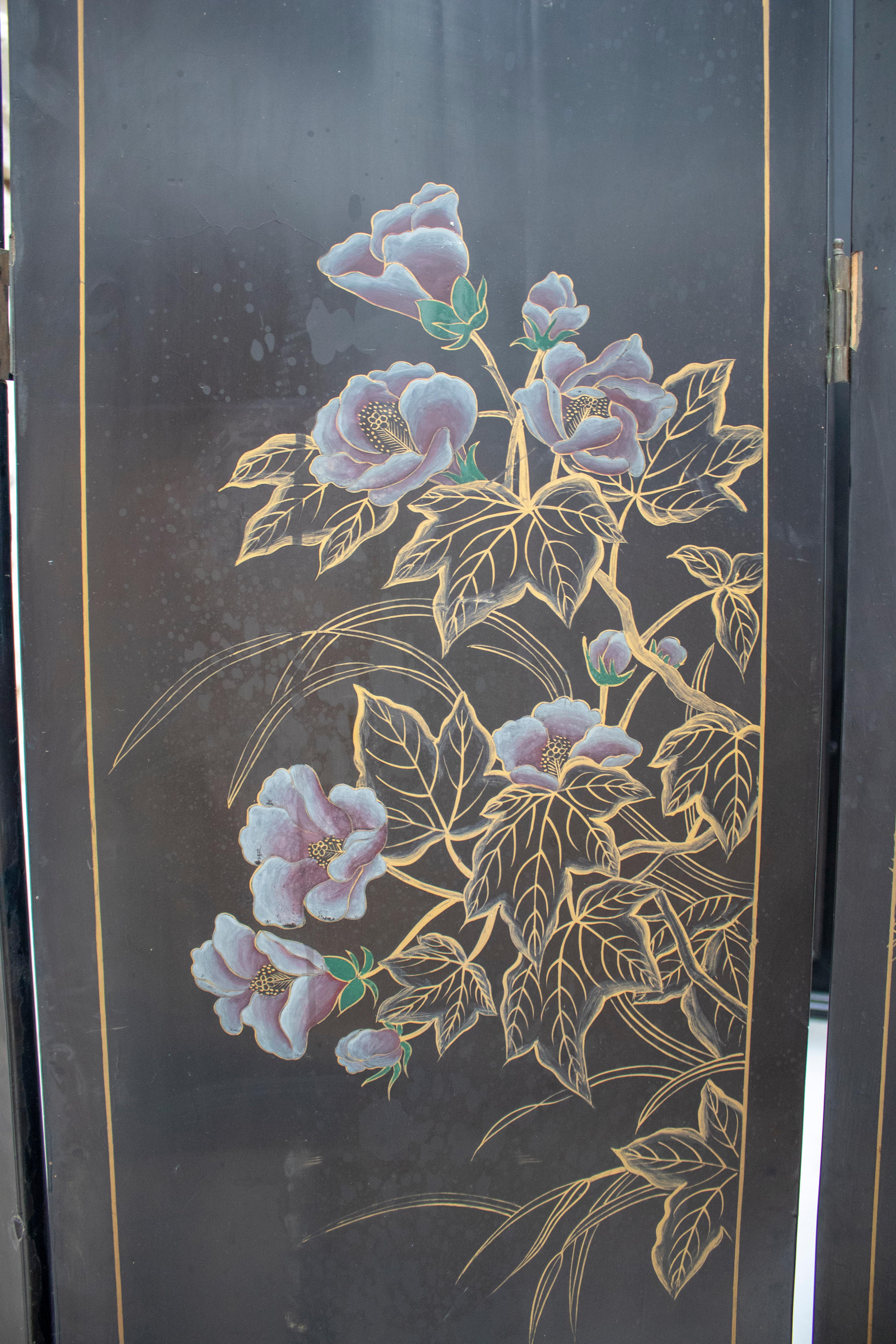20th Century Chinese Mother of Pearl Inlay 4-Panel Folding Screen 9