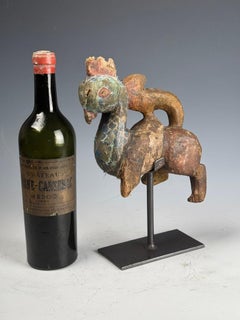 19th Century Chinese Carved Wood Mythical Animal, Rooster-Horse Design