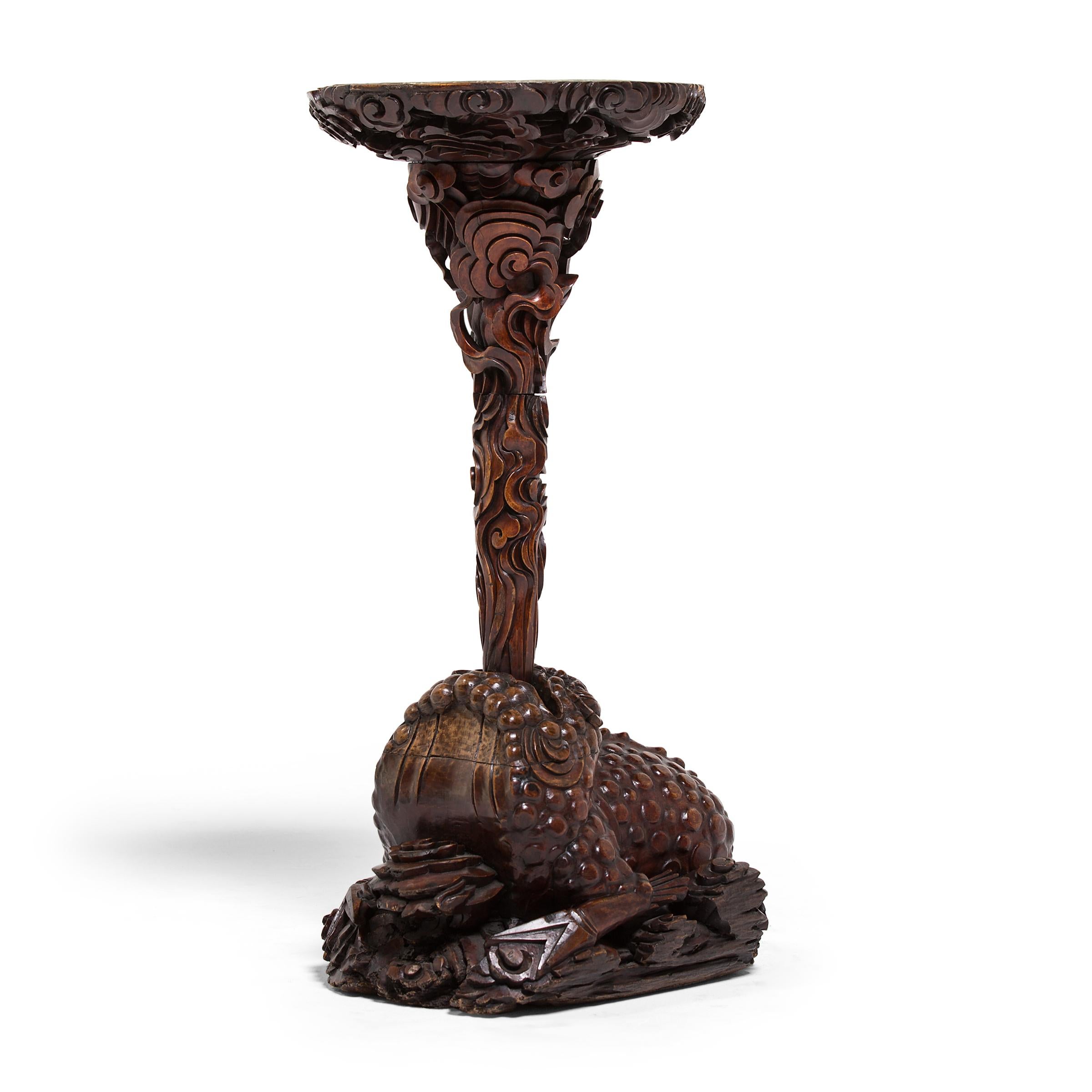 Hand-Carved 19th Century Chinese Mythical Toad Incense Stand