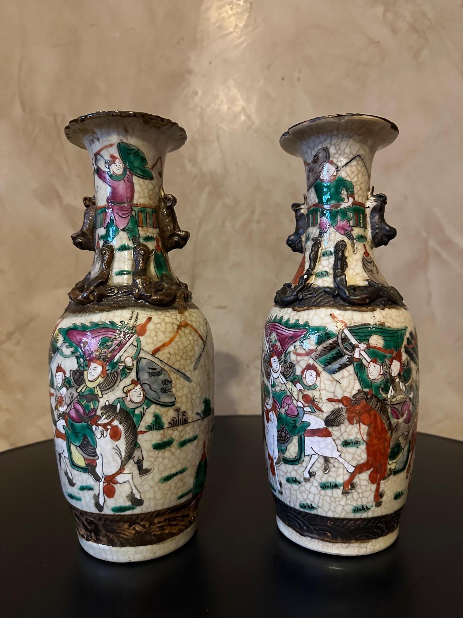 Late 19th Century 19th century Chinese Nankin Porcelain Pair of Vases For Sale