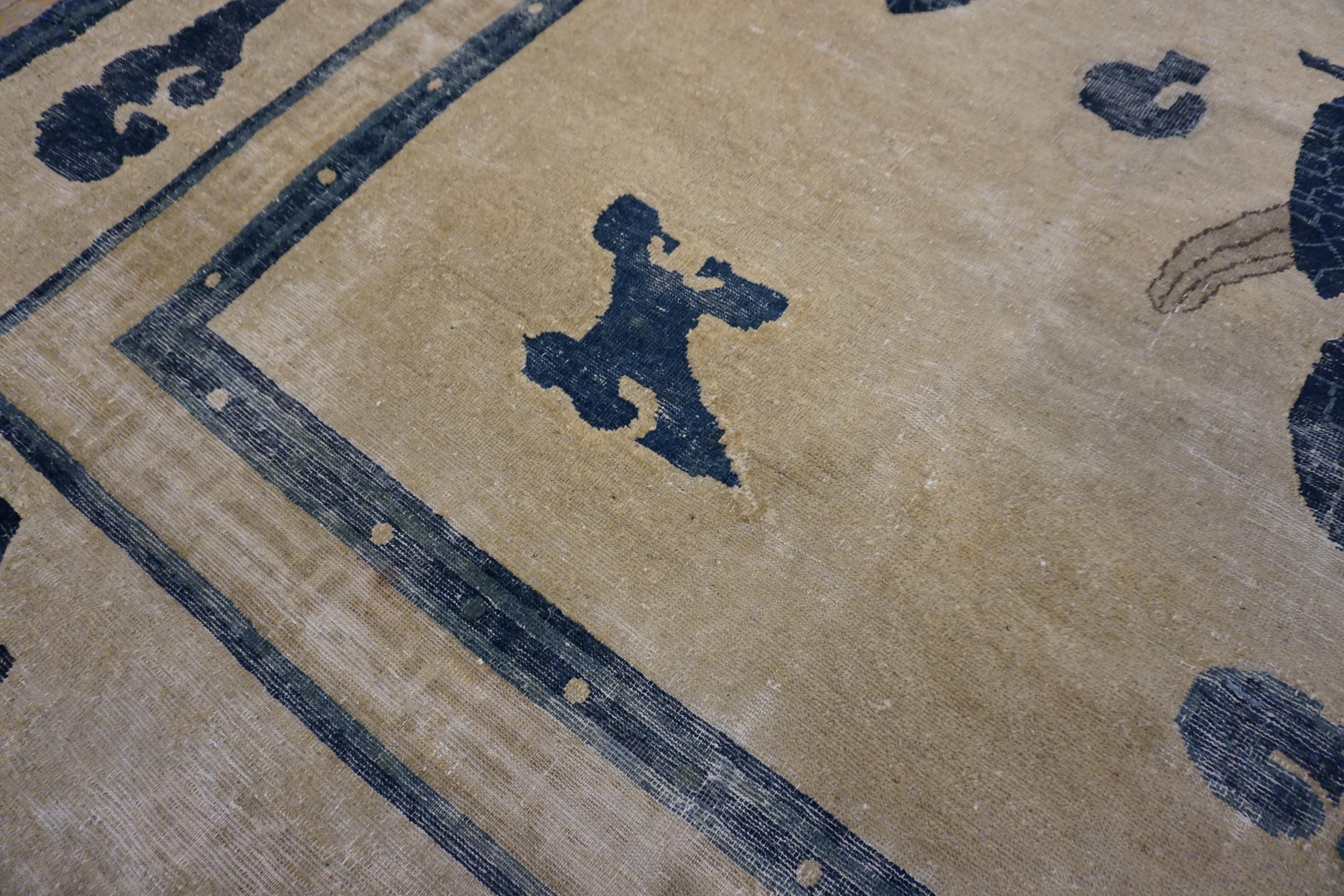 Fin du XIXe siècle Tapis chinois Ningxia du 19e siècle 9'x 11' 6