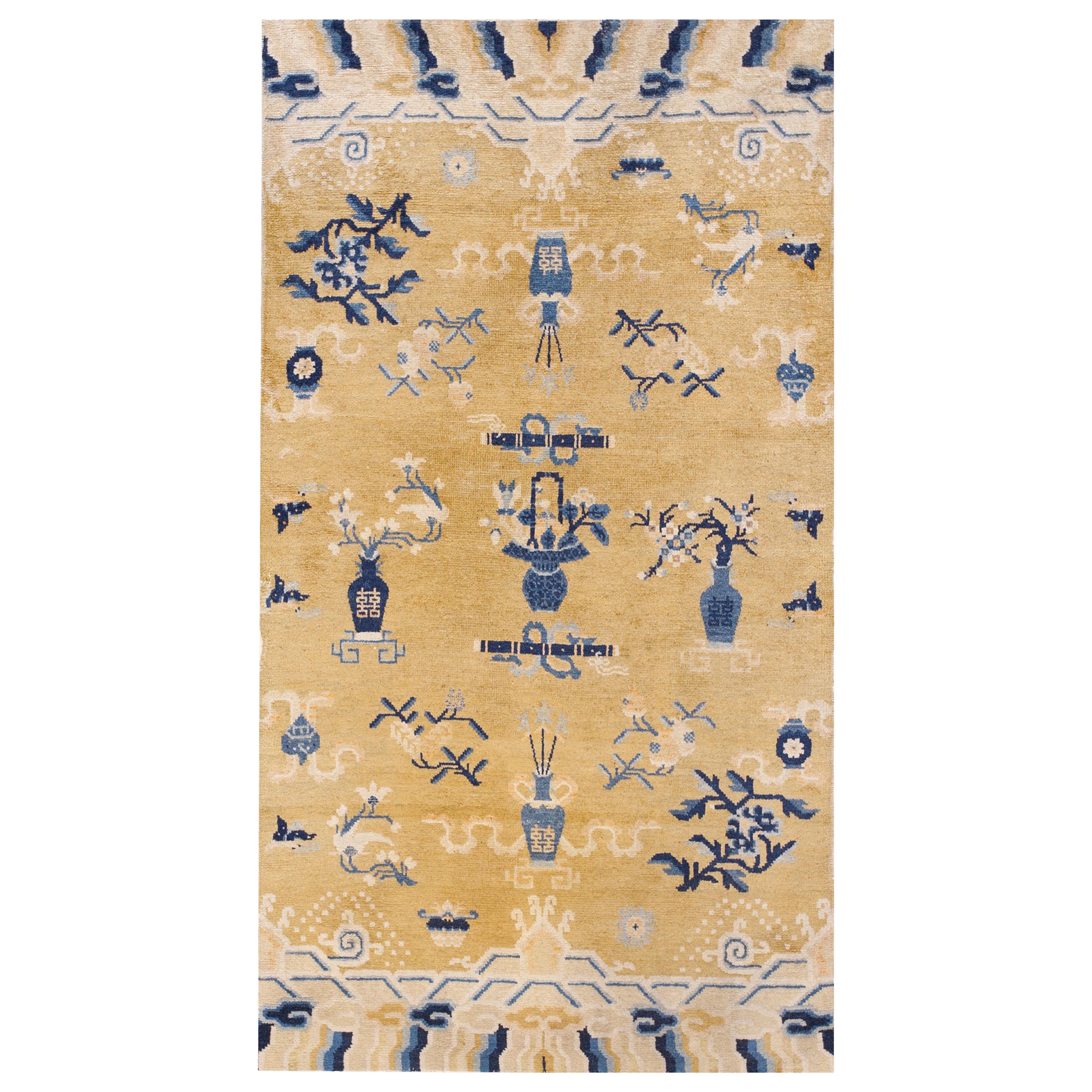 Tappeto Ningxia cinese del 19° secolo ( 3'  x 5' - 4"2 x 162 cm )