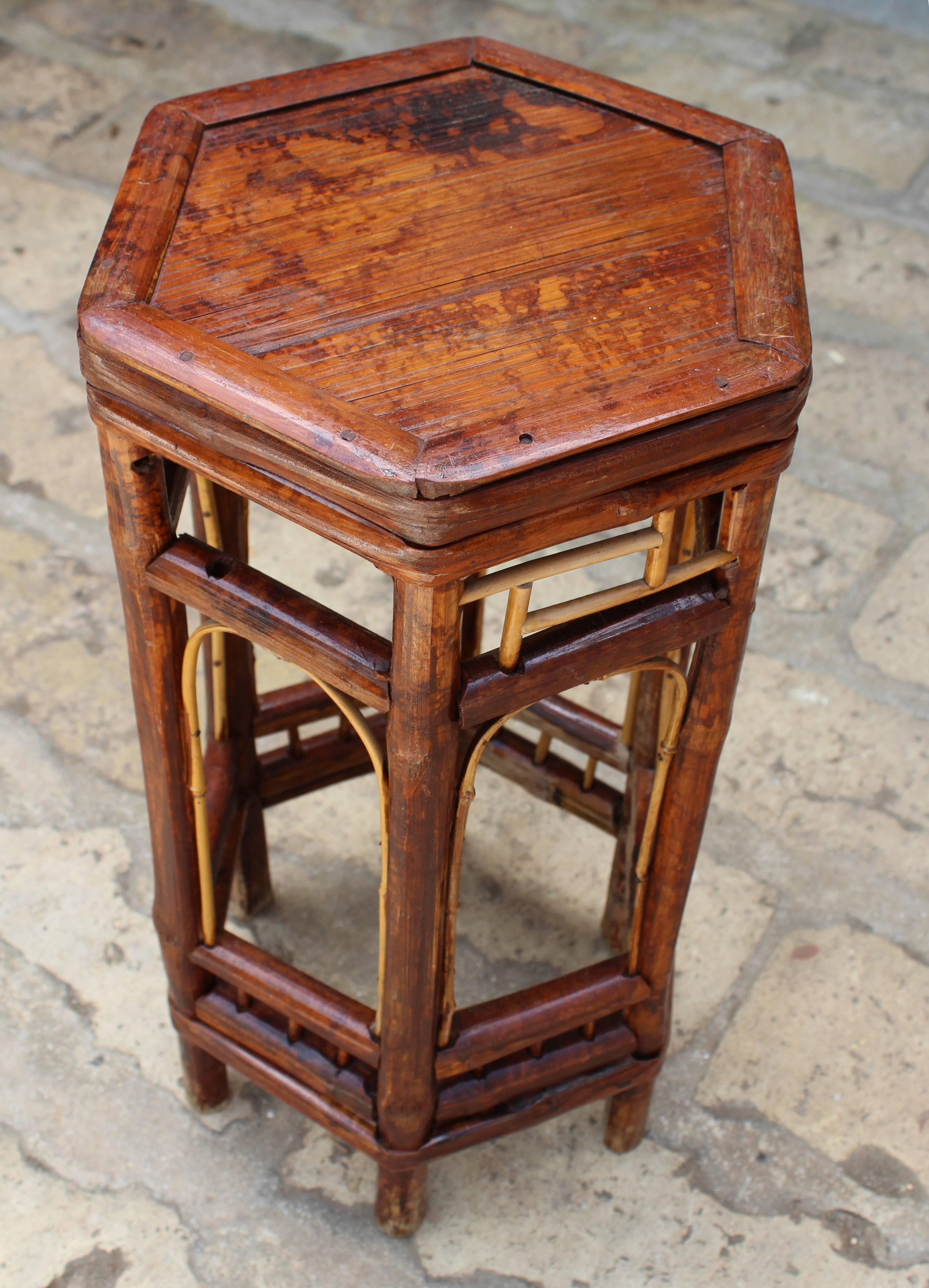 19th Century Chinese Octagonal Bamboo Auxiliary Table 4