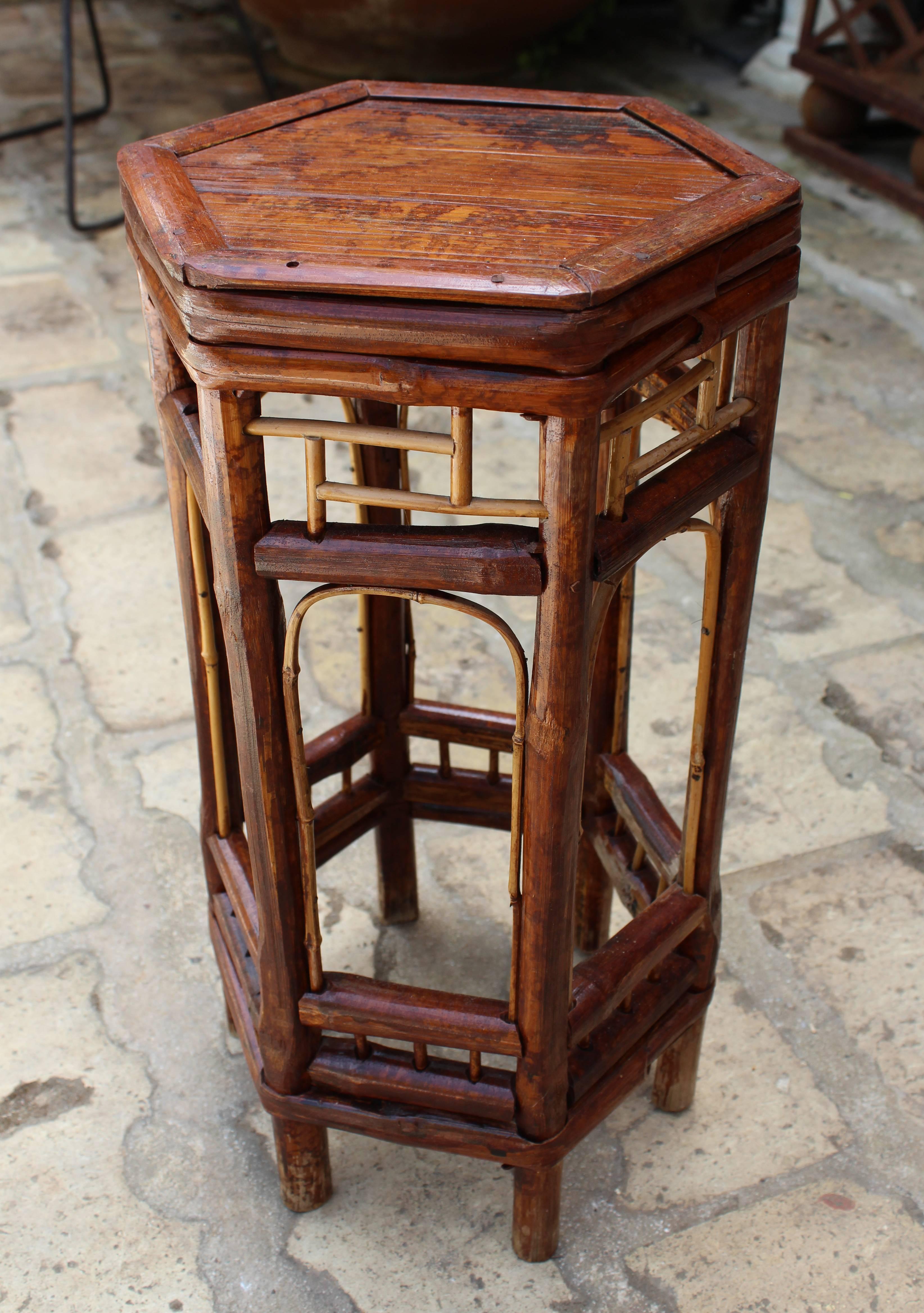 19th Century Chinese Octagonal Bamboo Auxiliary Table 5