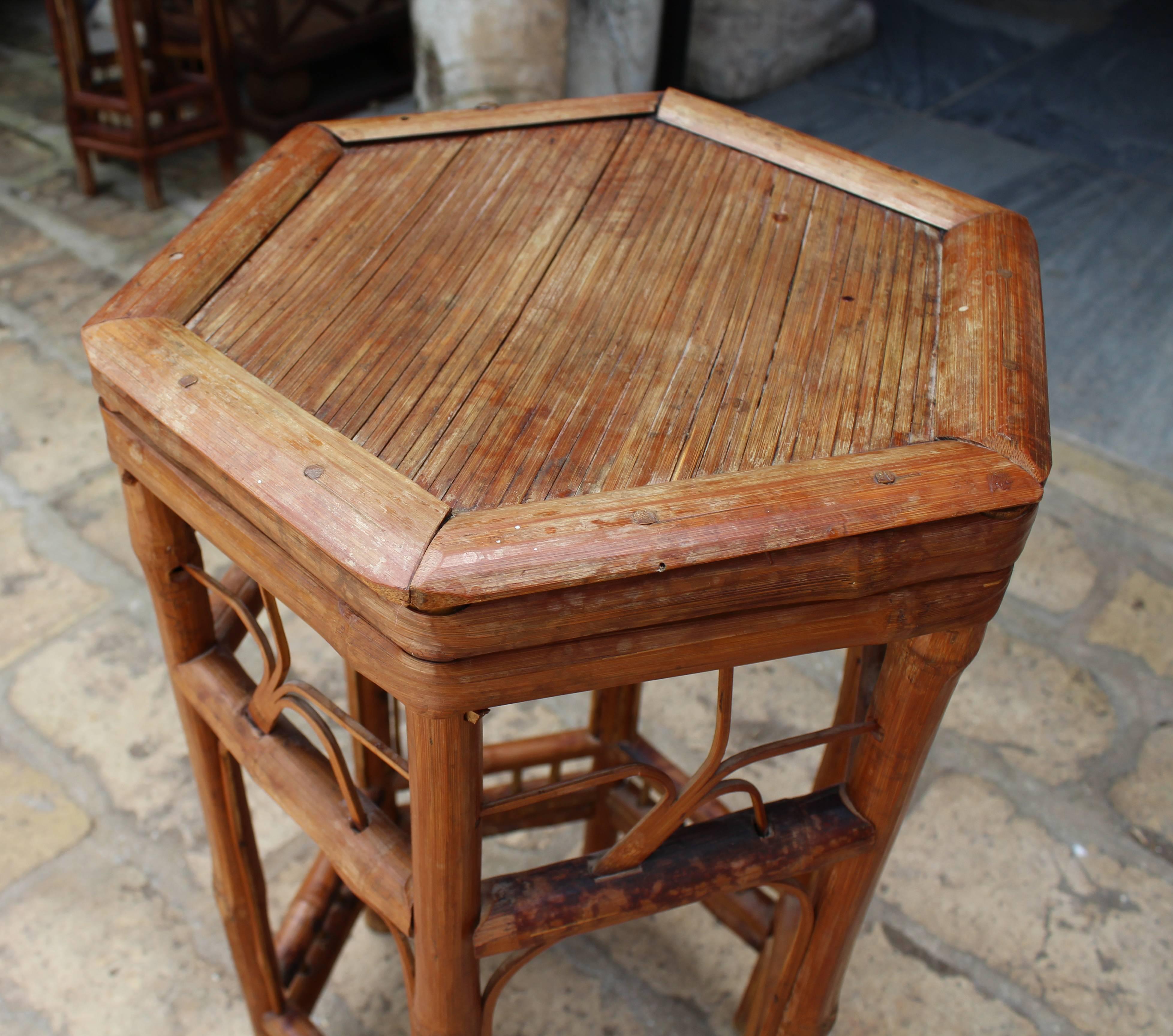 19th Century Chinese Octagonal Bamboo Auxiliary Table 6