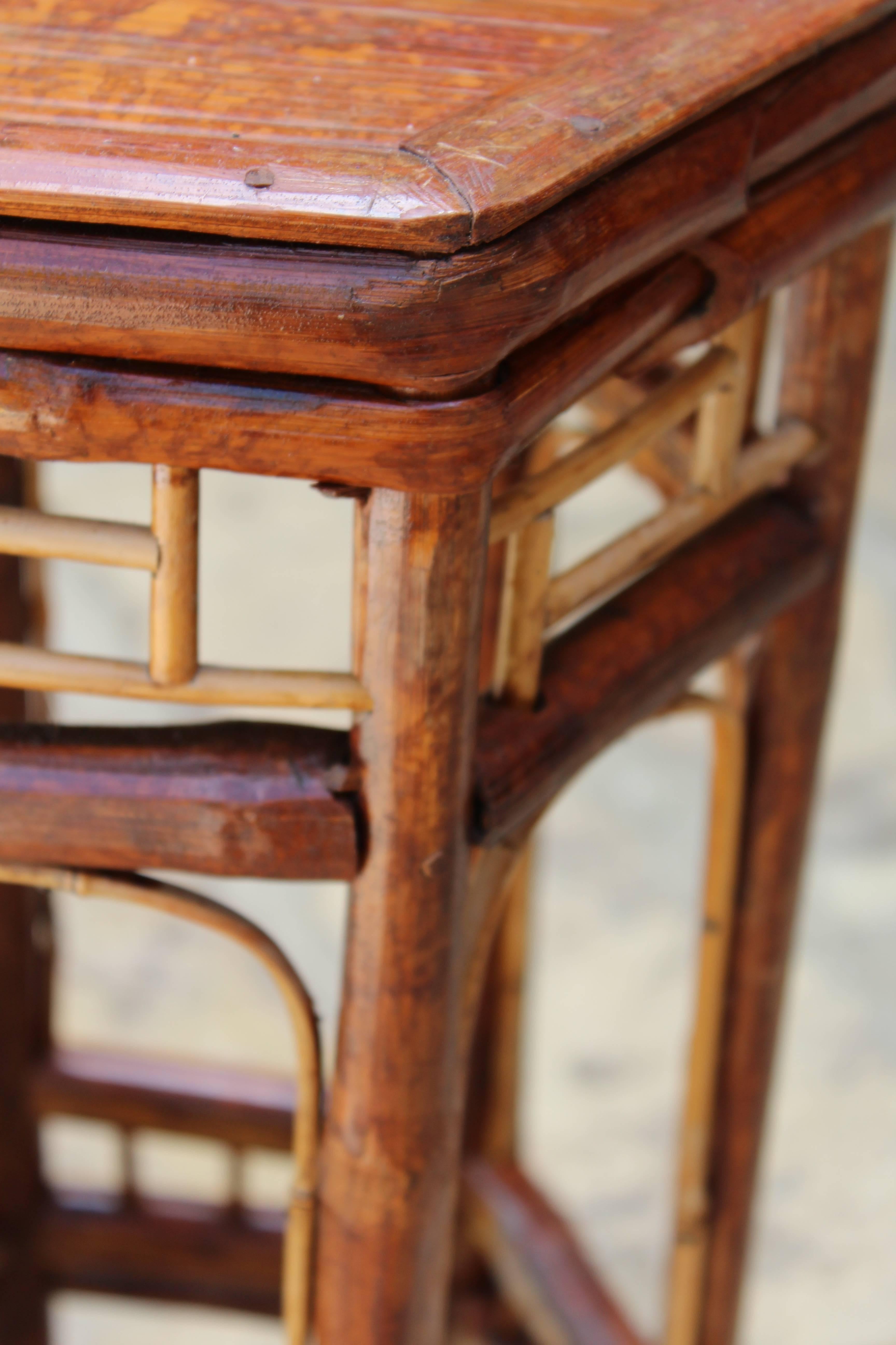 19th Century Chinese Octagonal Bamboo Auxiliary Table 6