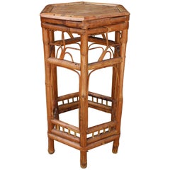 19th Century Chinese Octagonal Bamboo Auxiliary Table