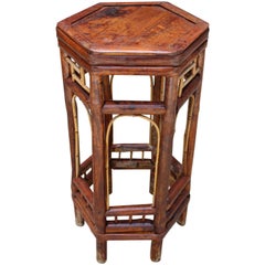 19th Century Chinese Octagonal Bamboo Auxiliary Table