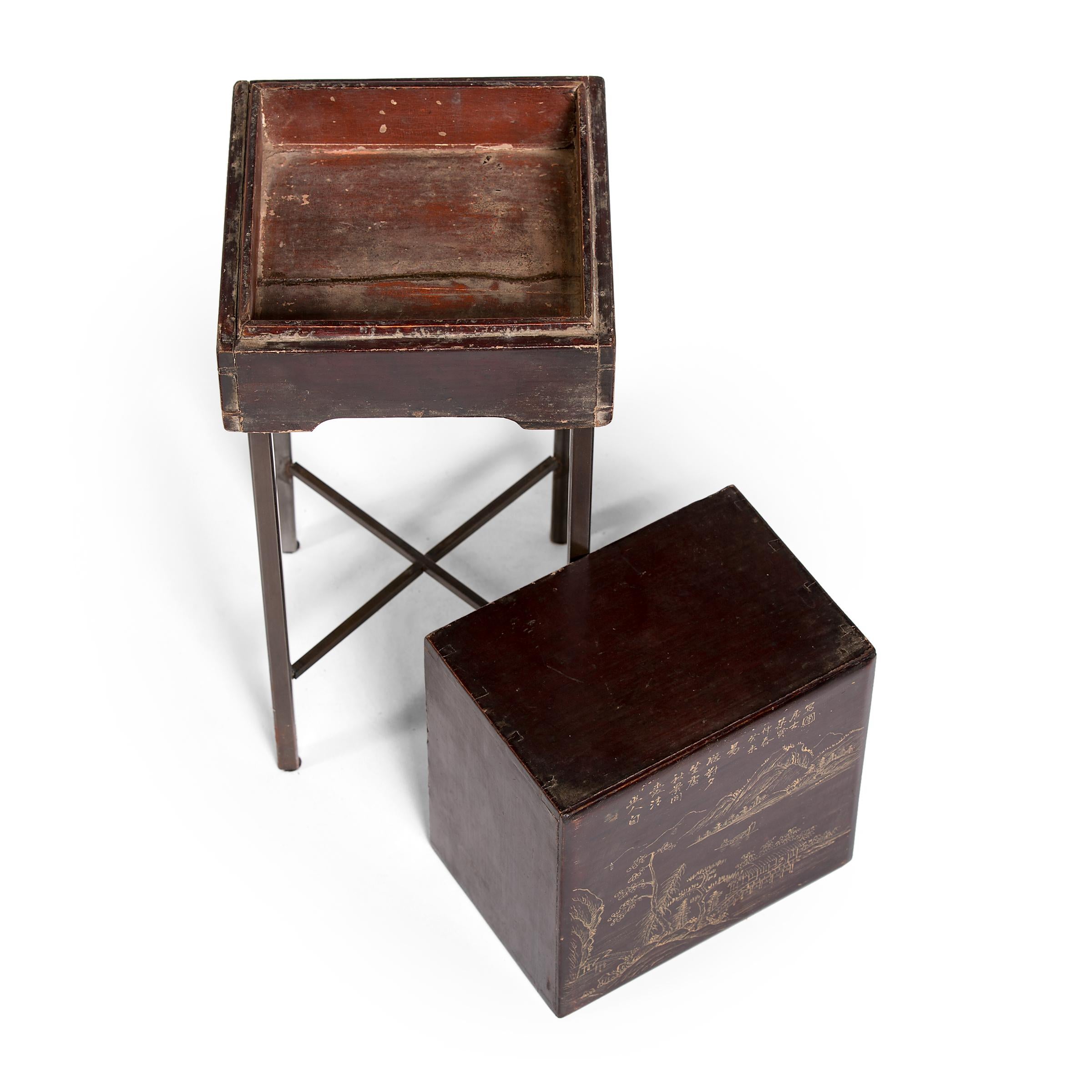 Qing 19th Century Chinese Officer's Ink Box Table