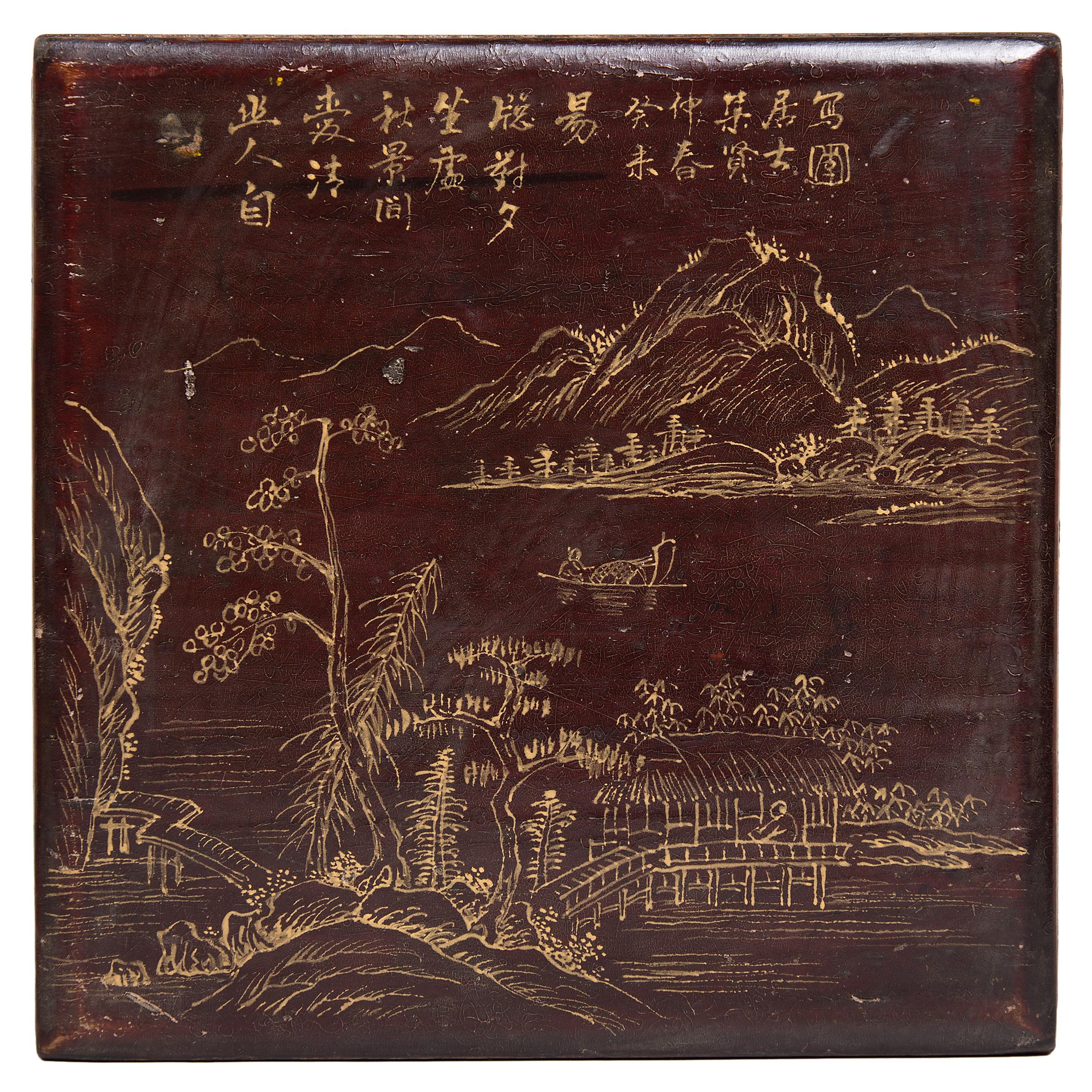 Lacquered 19th Century Chinese Officer's Ink Box Table