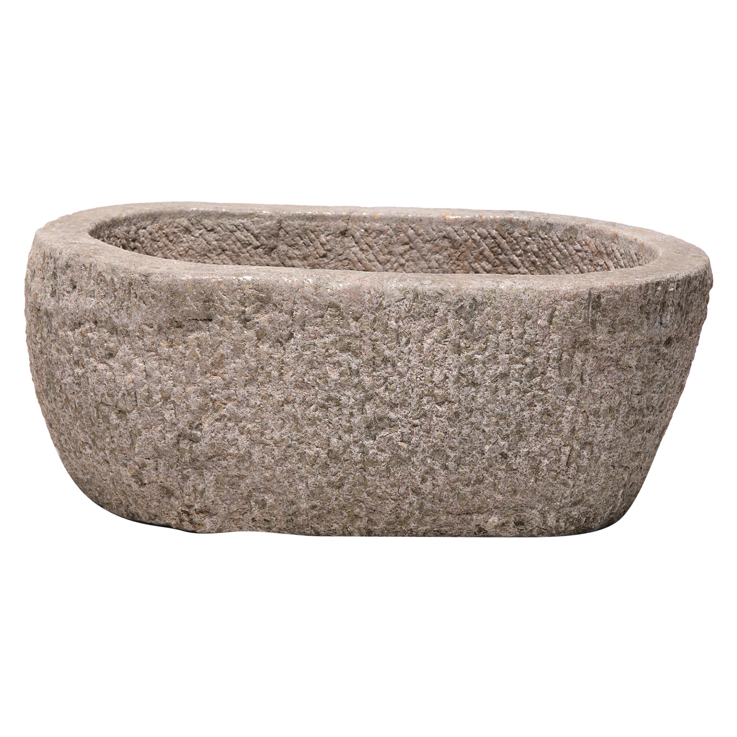 19th Century Chinese Oval Stone Trough