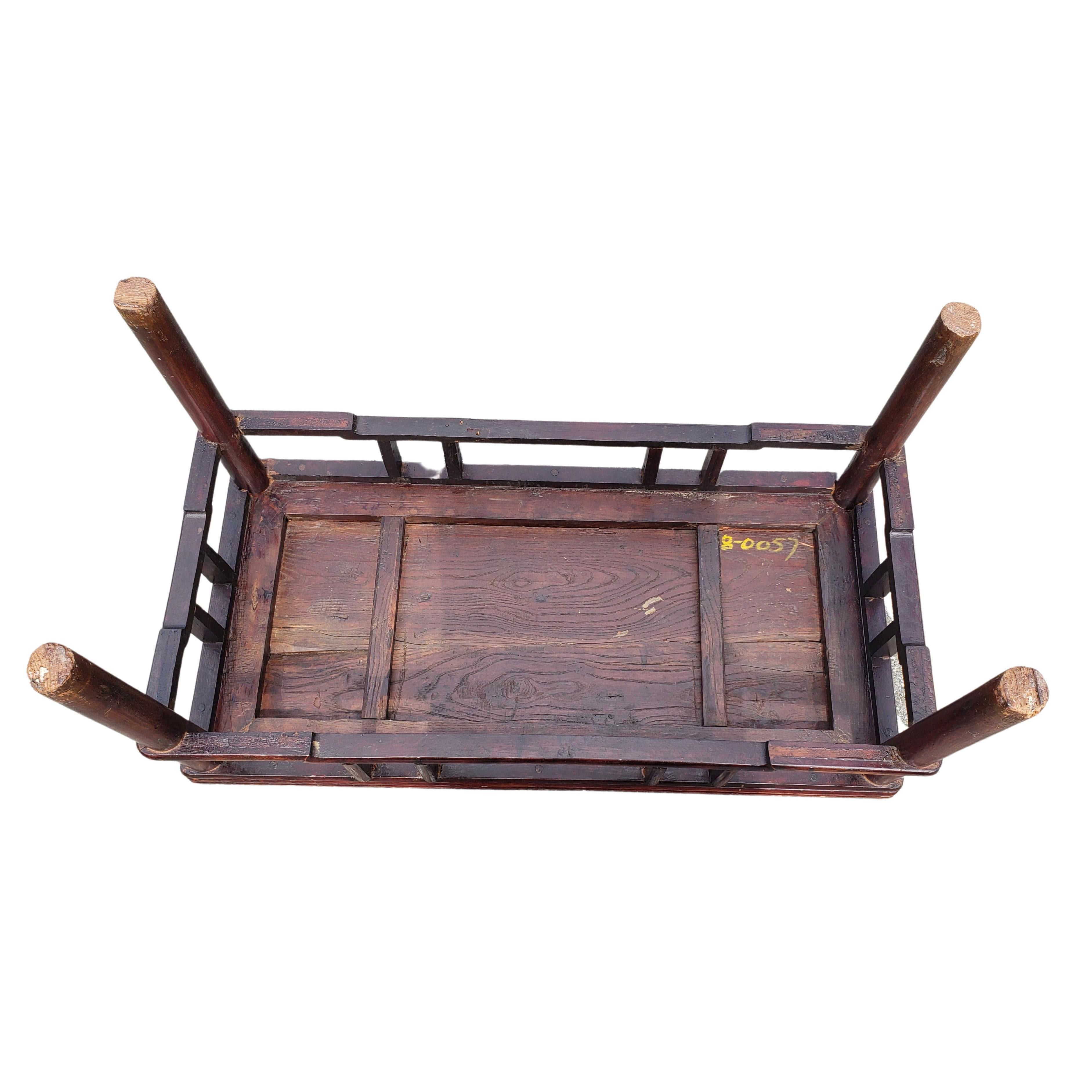 19th Century Chinese Qing Pagoda Style Elm Coffee Cocktail Table For Sale 6