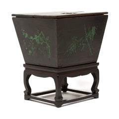 19th Century Chinese Painted Ice Box with Stand