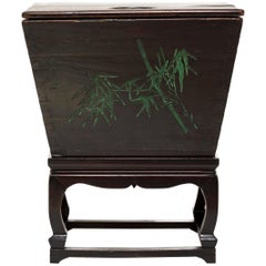 19th Century Chinese Painted Ice Box with Stand