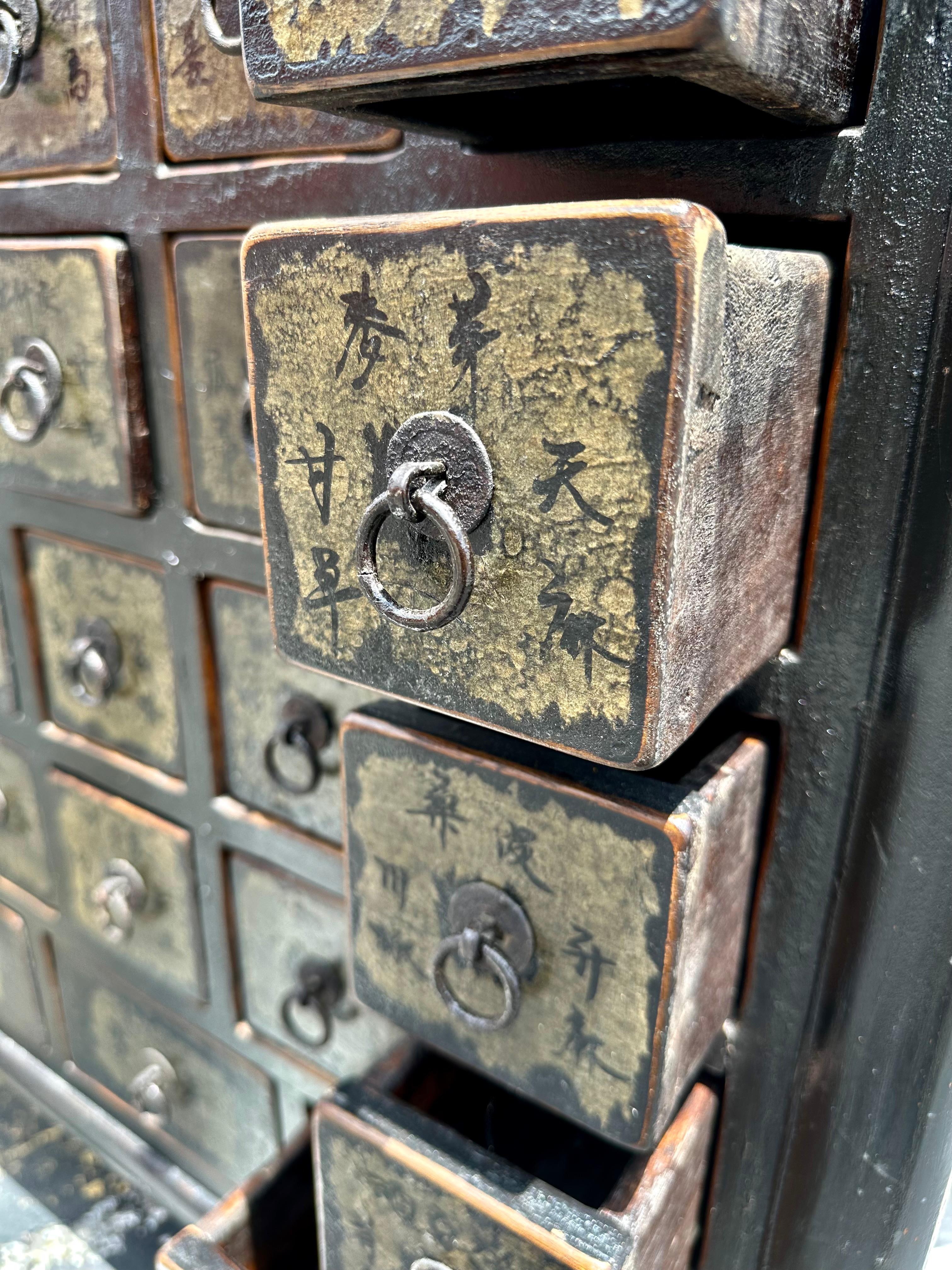 19th Century Chinese Painted Medicine Cabinet Dresser For Sale 5