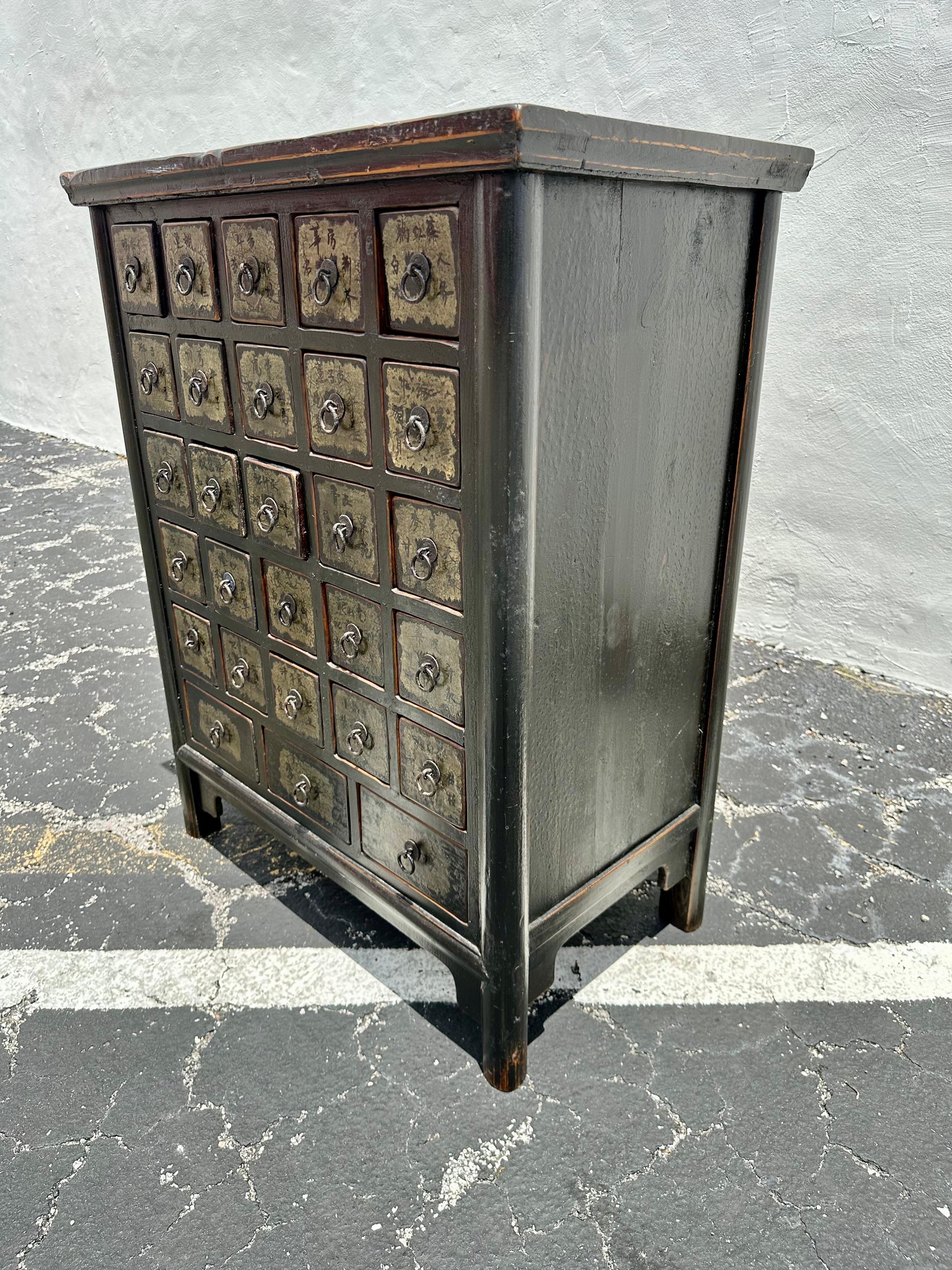 Asian 19th Century Chinese Painted Medicine Cabinet Dresser For Sale