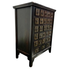 Antique 19th Century Chinese Painted Medicine Cabinet Dresser