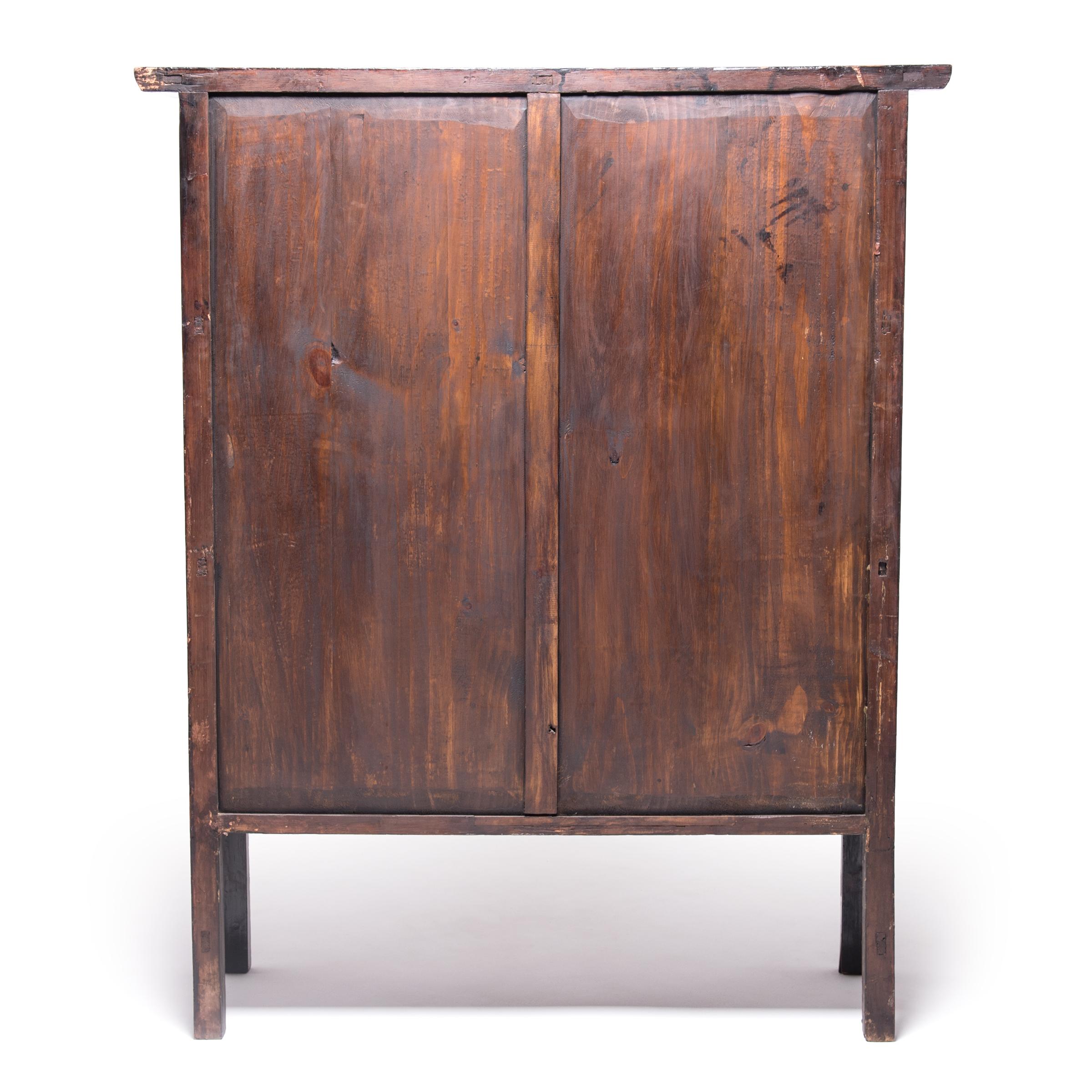 Qing Chinese Painted Two-Door Cabinet, c. 1850