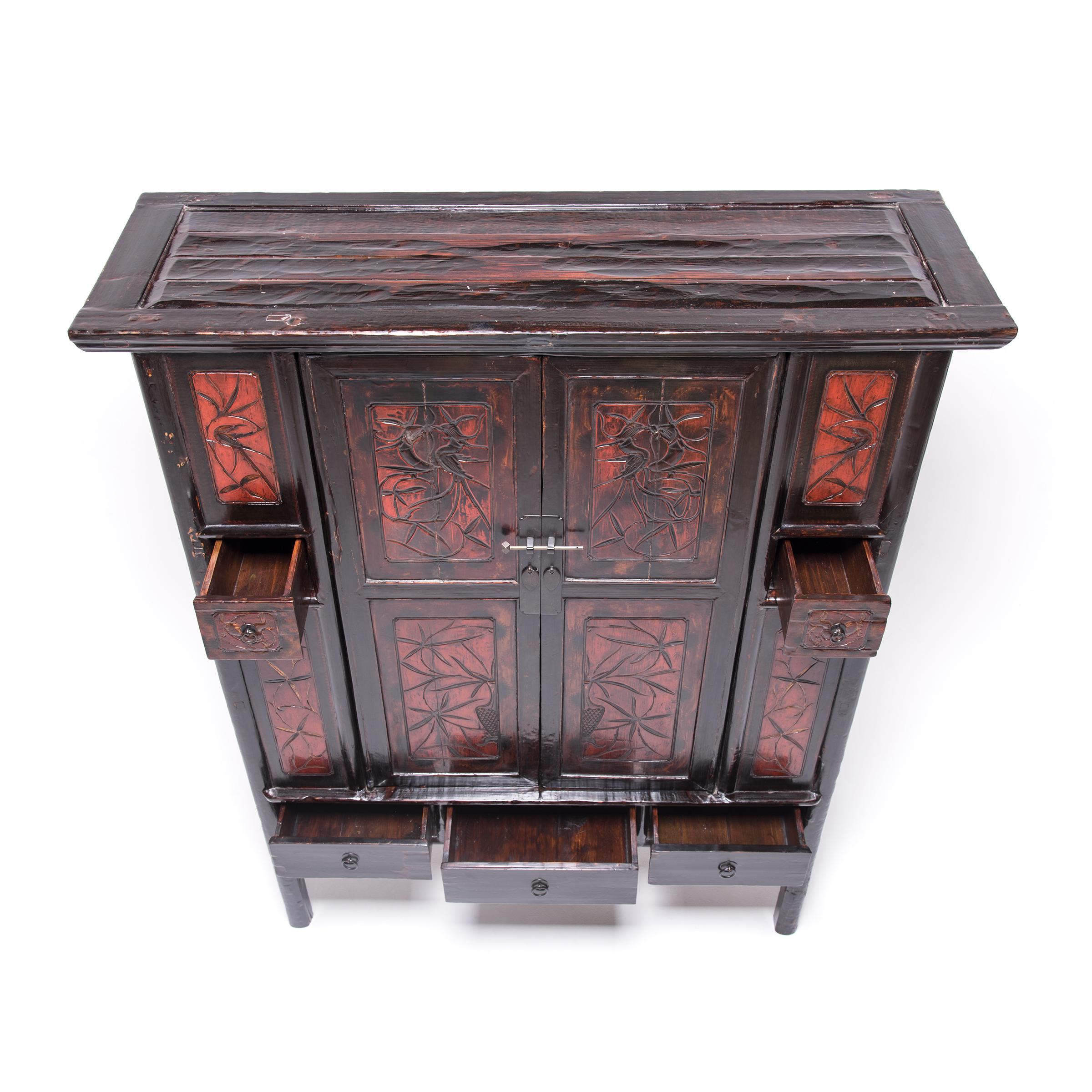 Chinese Painted Two-Door Cabinet, c. 1850 In Good Condition In Chicago, IL