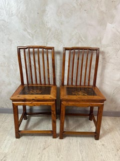 19th century Chinese Pair of Laquered Elm Chairs, 1890s
