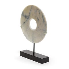 19th Century Chinese Pale Hardstone Bi Disc