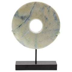 19th Century Chinese Pale Hardstone Bi Disc