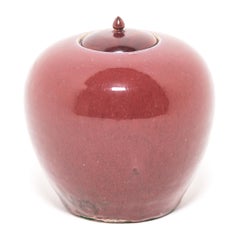Chinese Peach Blossom Melon Ginger Jar with Wooden Lid, c. 1850