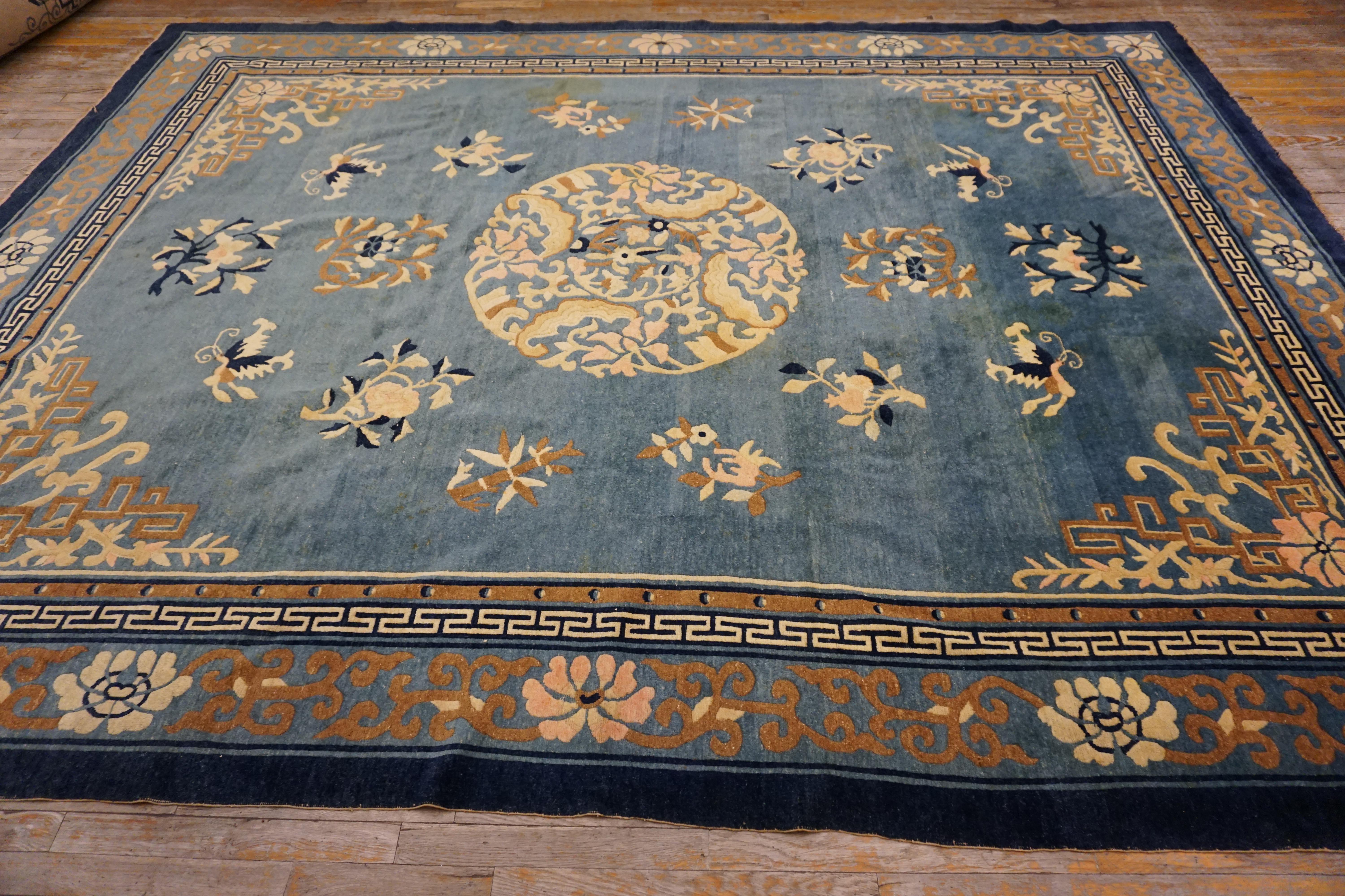 Wool  19th Century Chinese Peking Carpet ( 9' x 11'6