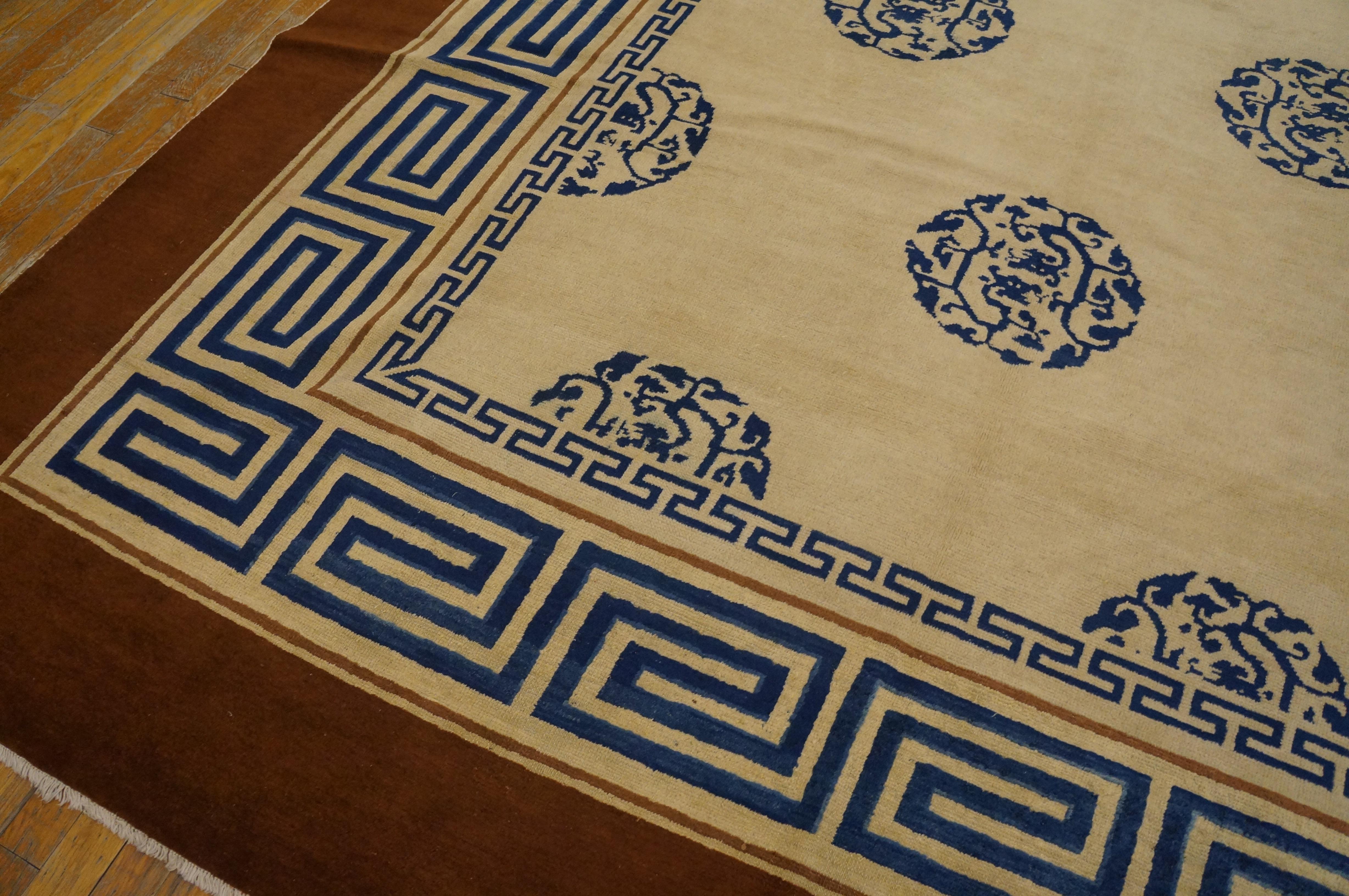 Chinesischer Peking-Teppich im Kangxi-Stil des 19. Jahrhunderts ( 8' x 13'6