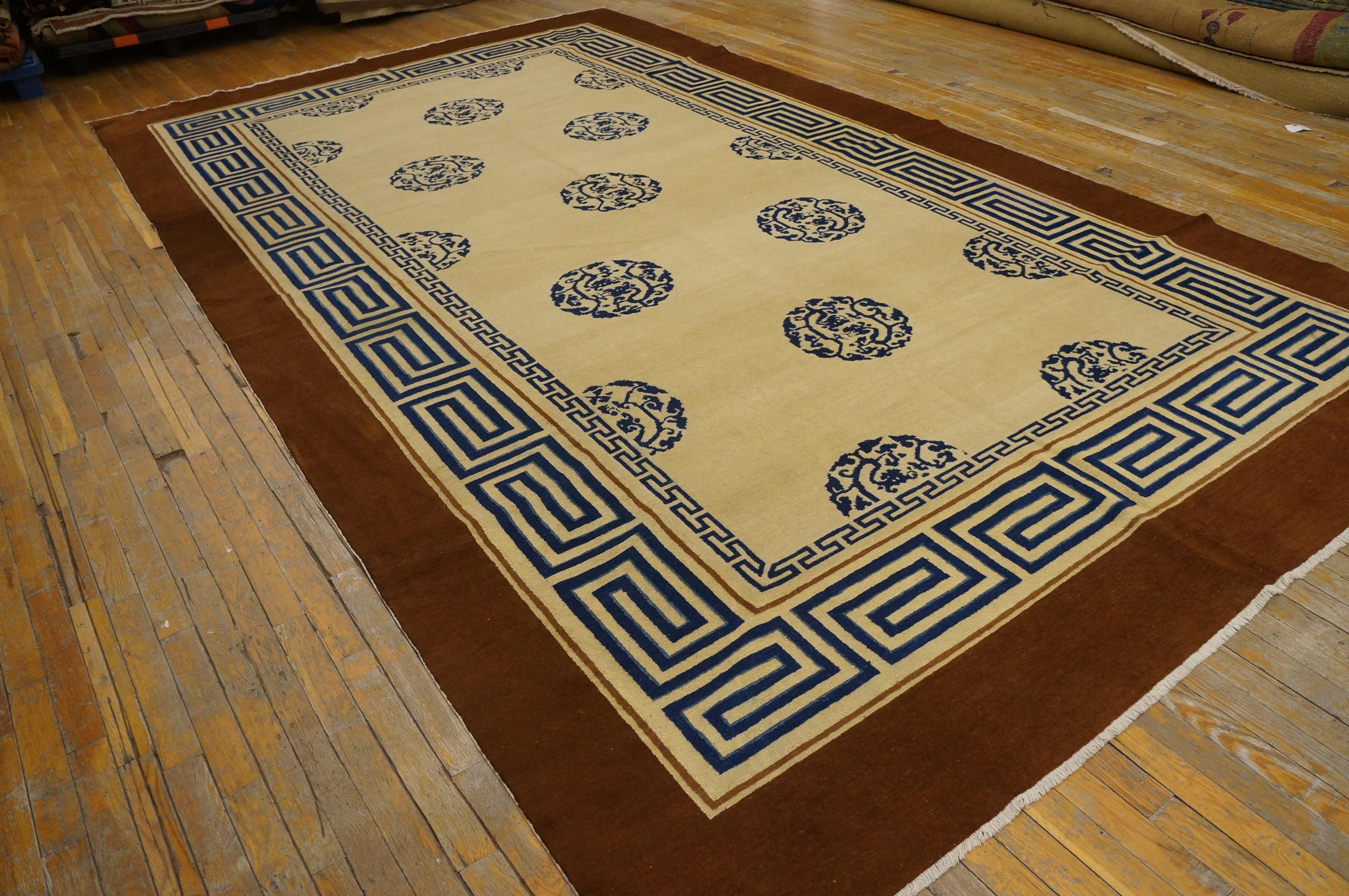 Hand-Knotted 19th Century Chinese Peking Carpet in Kangxi Style ( 8' x 13'6