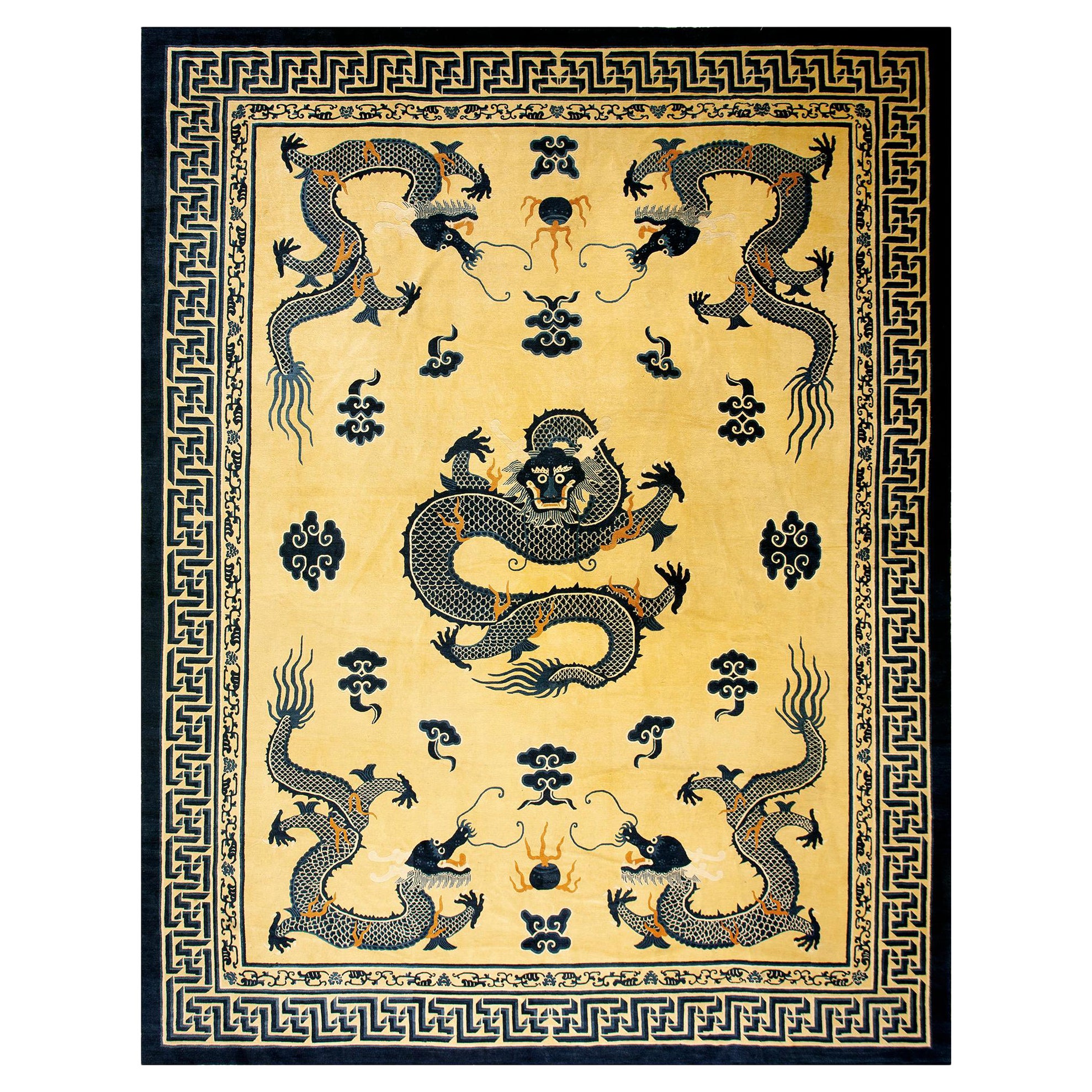Tapis chinois du 19ème siècle avec dragon de Pékin ( 12' x 15'6" - 365 x 472 )
