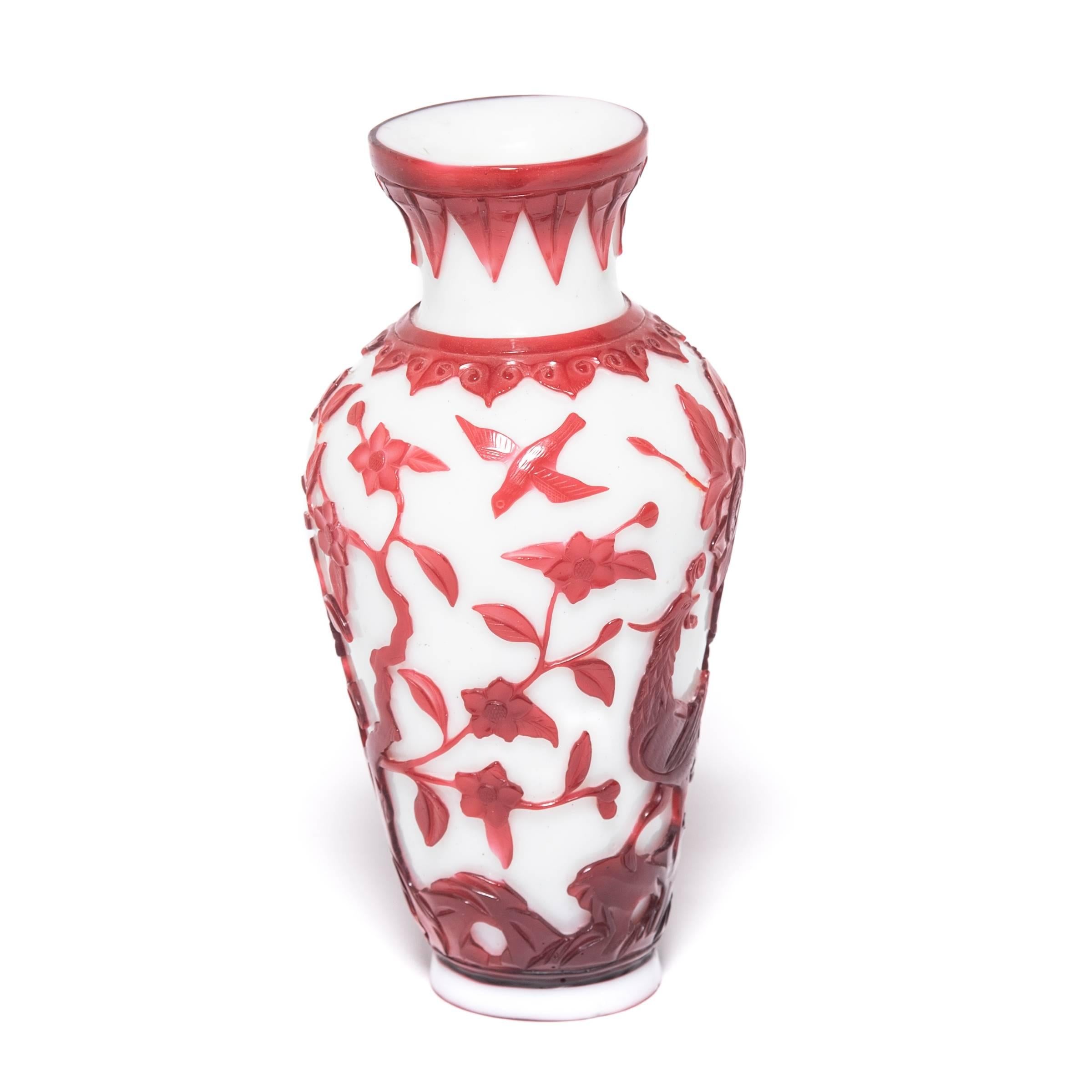 Qing 19th Century Chinese Peking Glass Blossom Vase