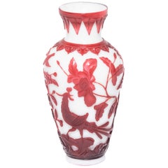 Antique 19th Century Chinese Peking Glass Blossom Vase