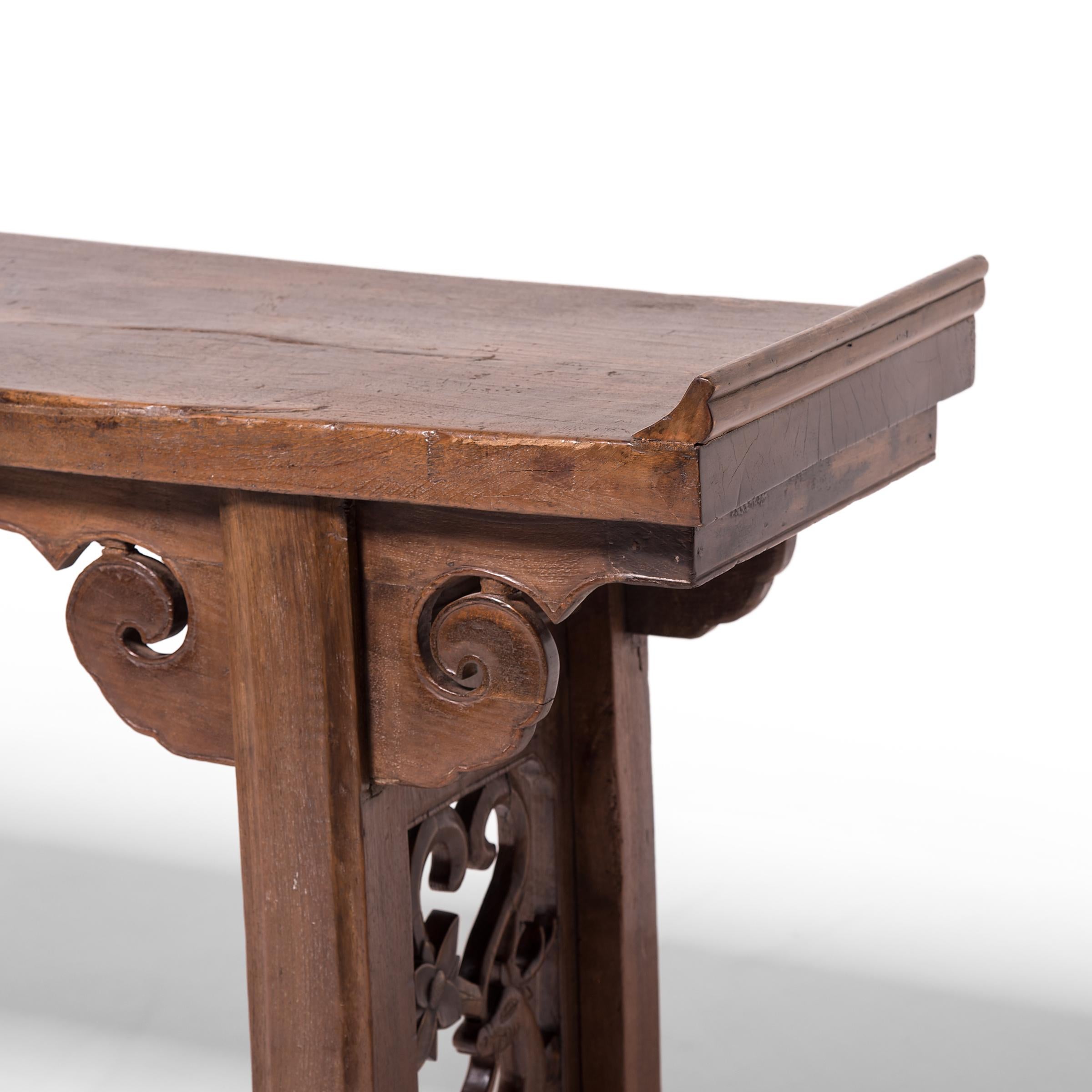 19th Century Chinese Plank Top Longevity Altar with Everted Ends, c. 1850 For Sale