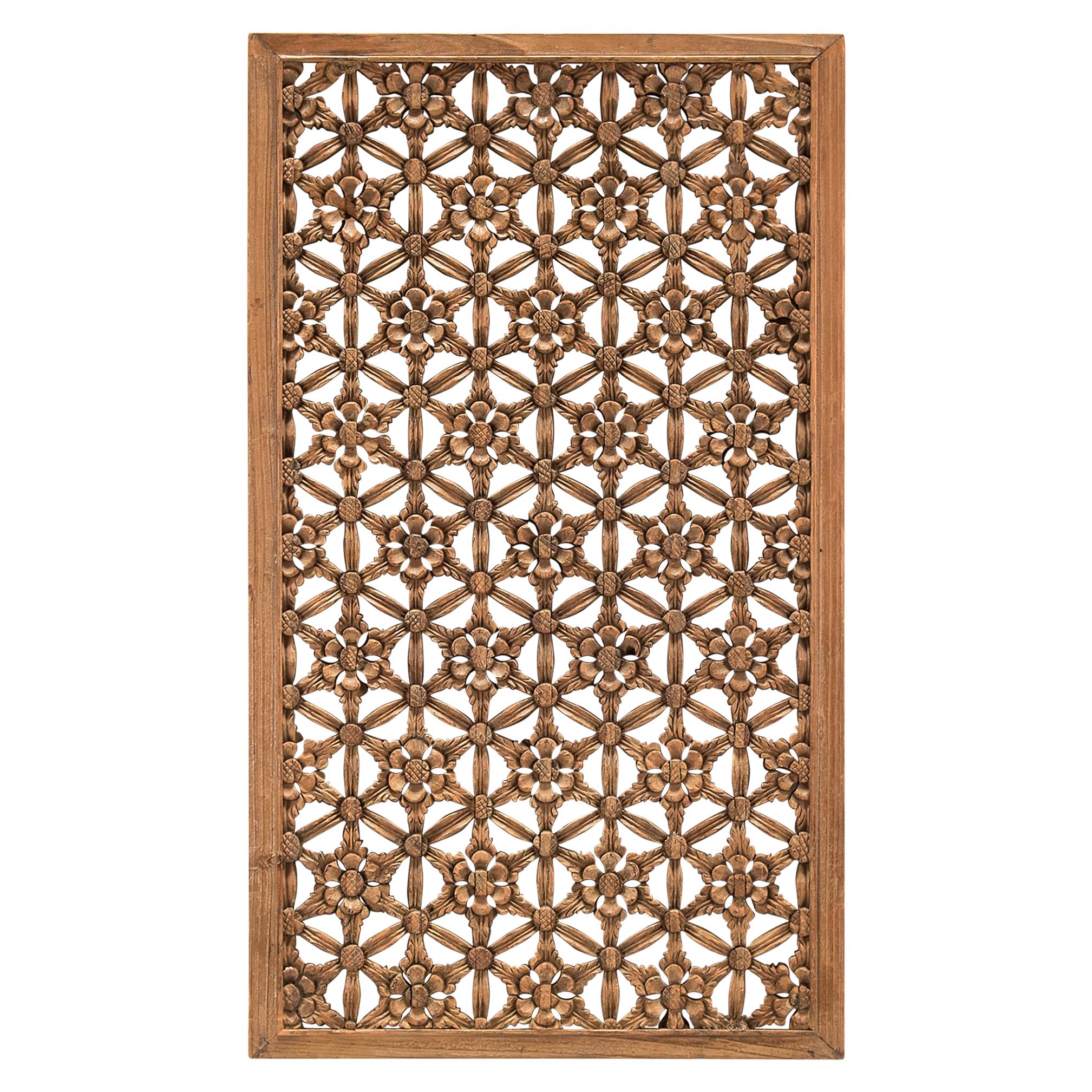 19th Century Chinese Plum Blossom Lattice Panel