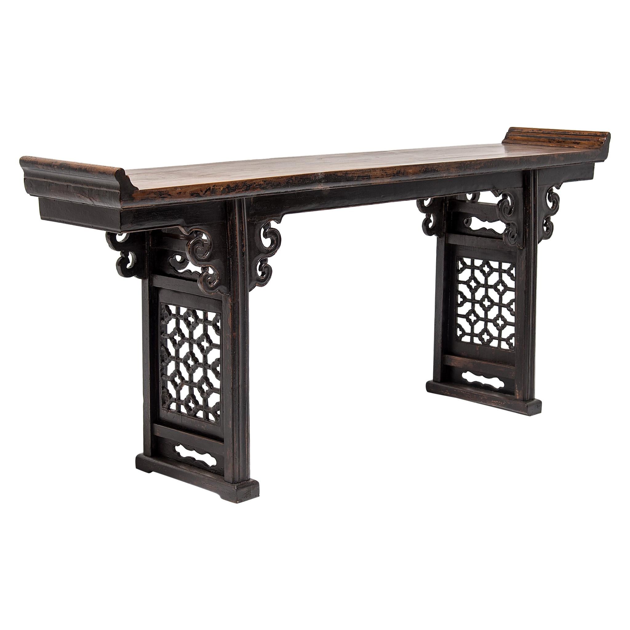 19th Century Chinese Plum Lattice Altar Table
