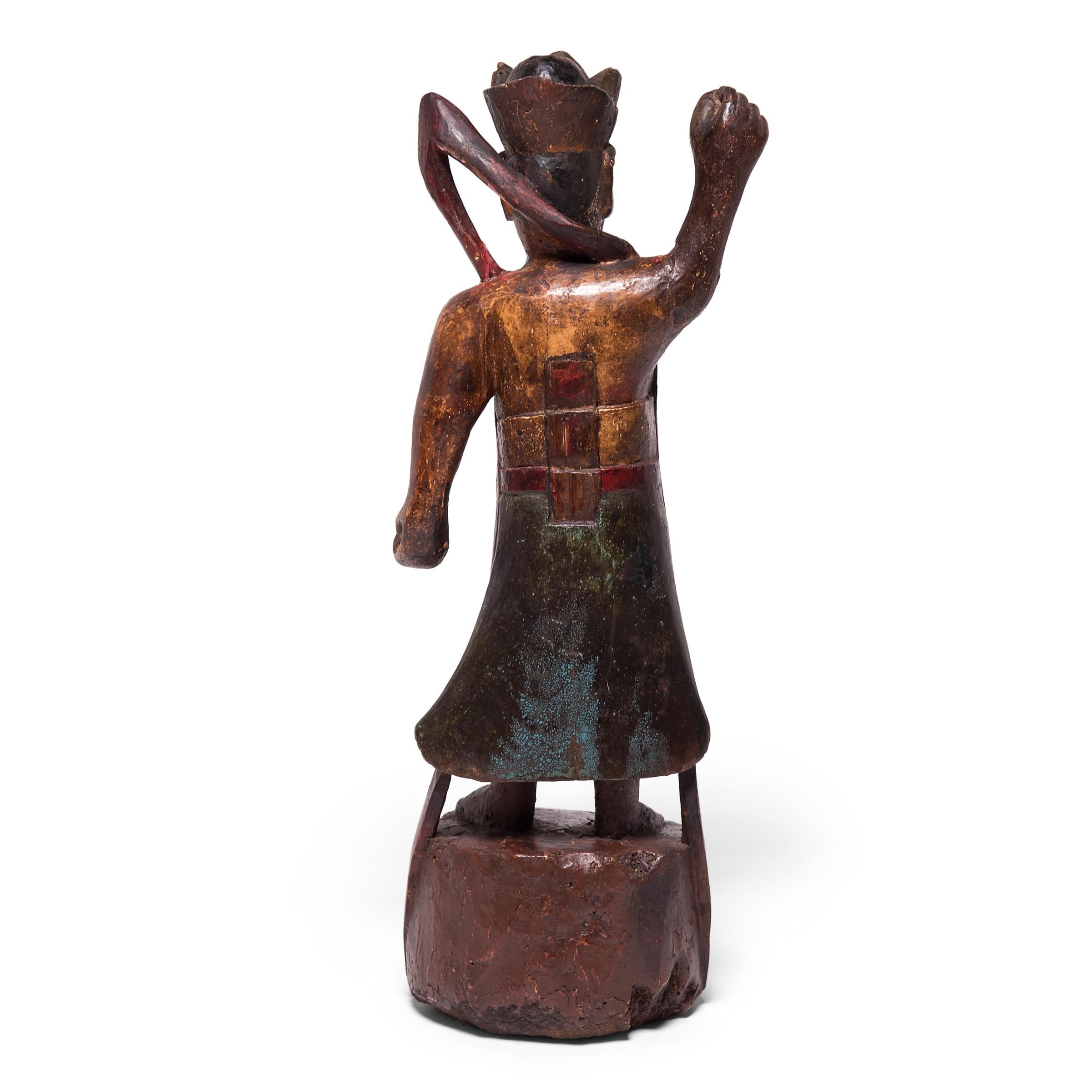 Qing Chinese Polychrome Altar Spirit, c. 1850 For Sale