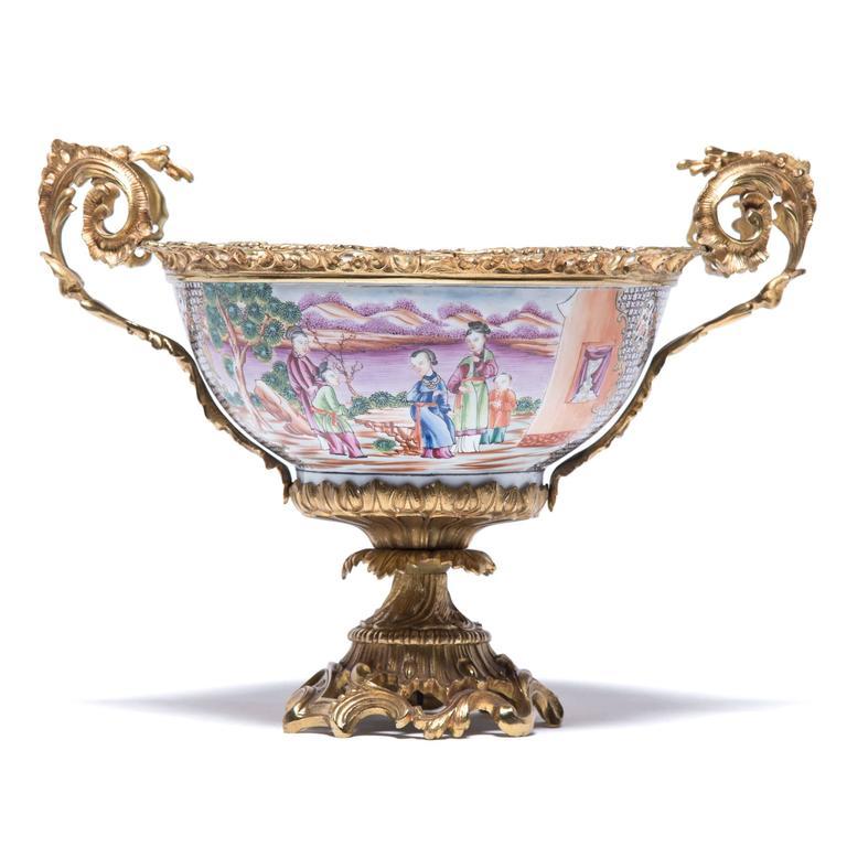 Chinese Export 19th Century Chinese Porcelain and French Ormolu Centerpiece