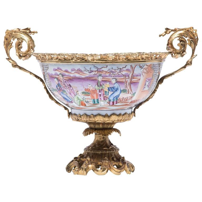 19th Century Chinese Porcelain and French Ormolu Centerpiece