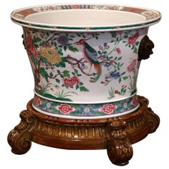 19th Century Chinese Porcelain Famille Verte Fish Bowl on Giltwood Stand