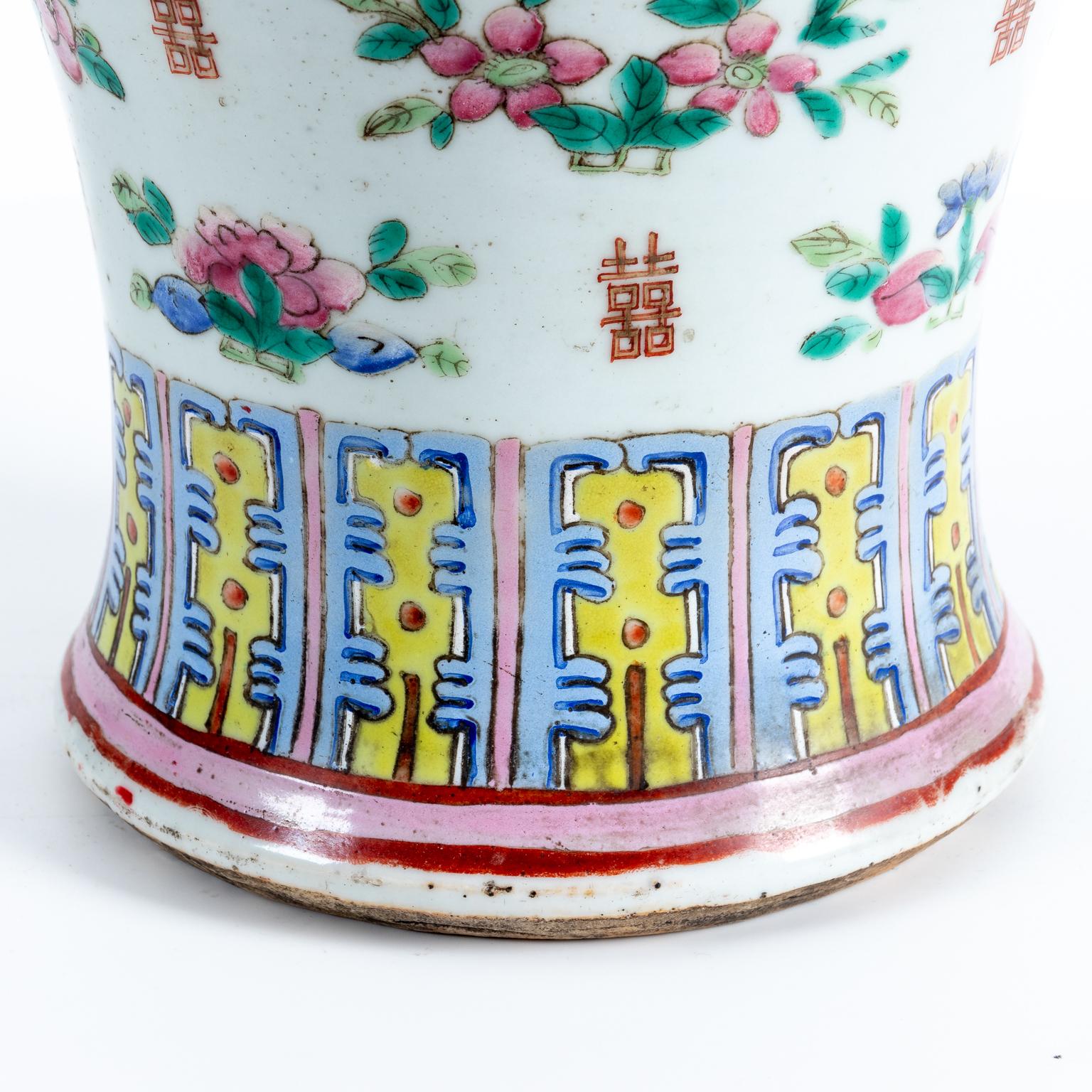 Painted 19th Century Chinese Porcelain Multi-Color Vase For Sale
