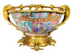 19th Century Chinese  porcelain Rose Medallion In Ormolu Mounted Centerpiece