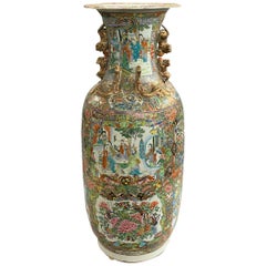 Antique 19th Century Chinese Porcelain Rose Medallion Palace Size Baluster Form Vase
