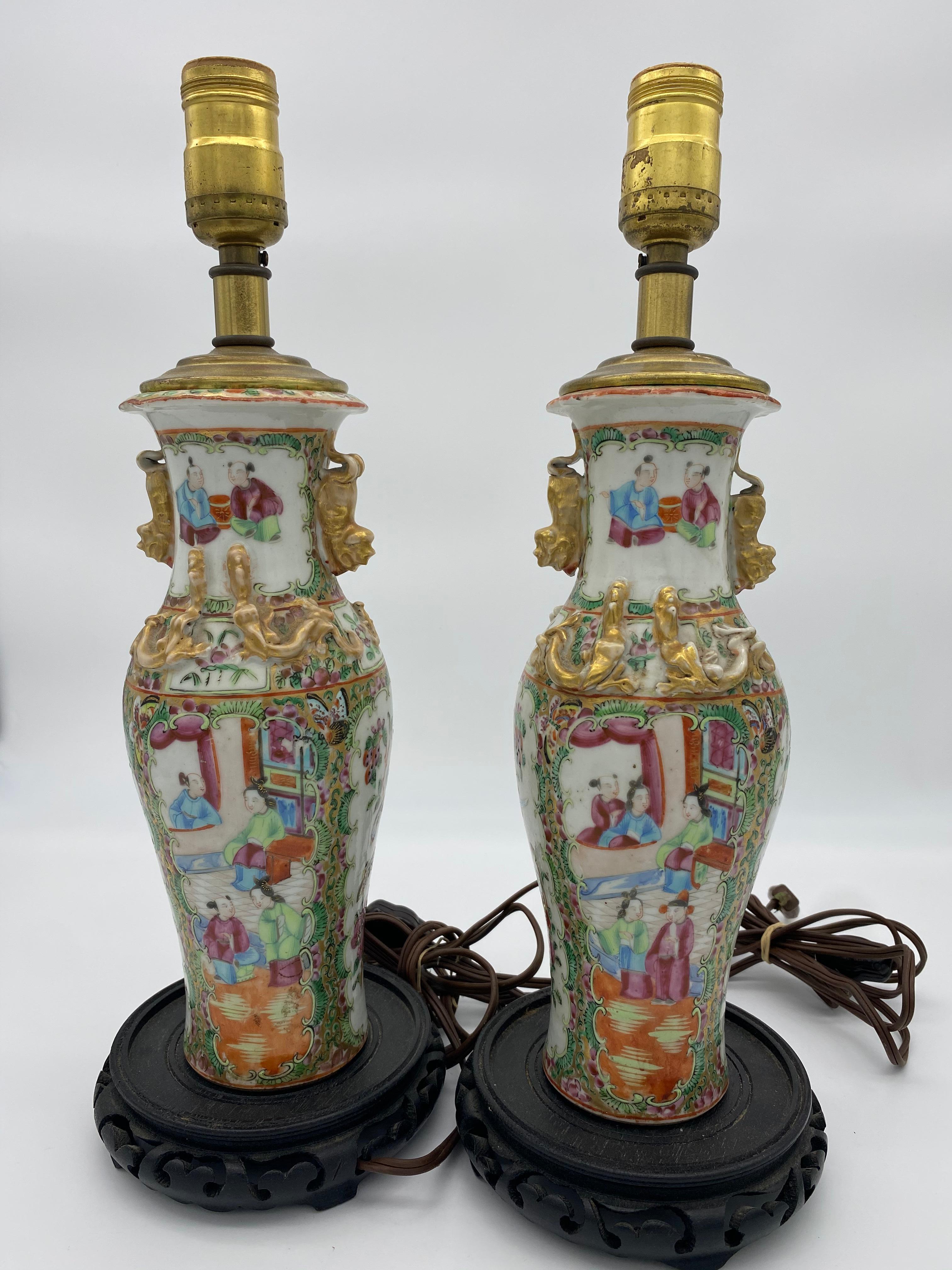 Qing Lampe à vase en porcelaine chinoise du 19e siècle en vente