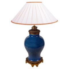 Antique 19th Century Chinese Powder Blue Vase / Lamp