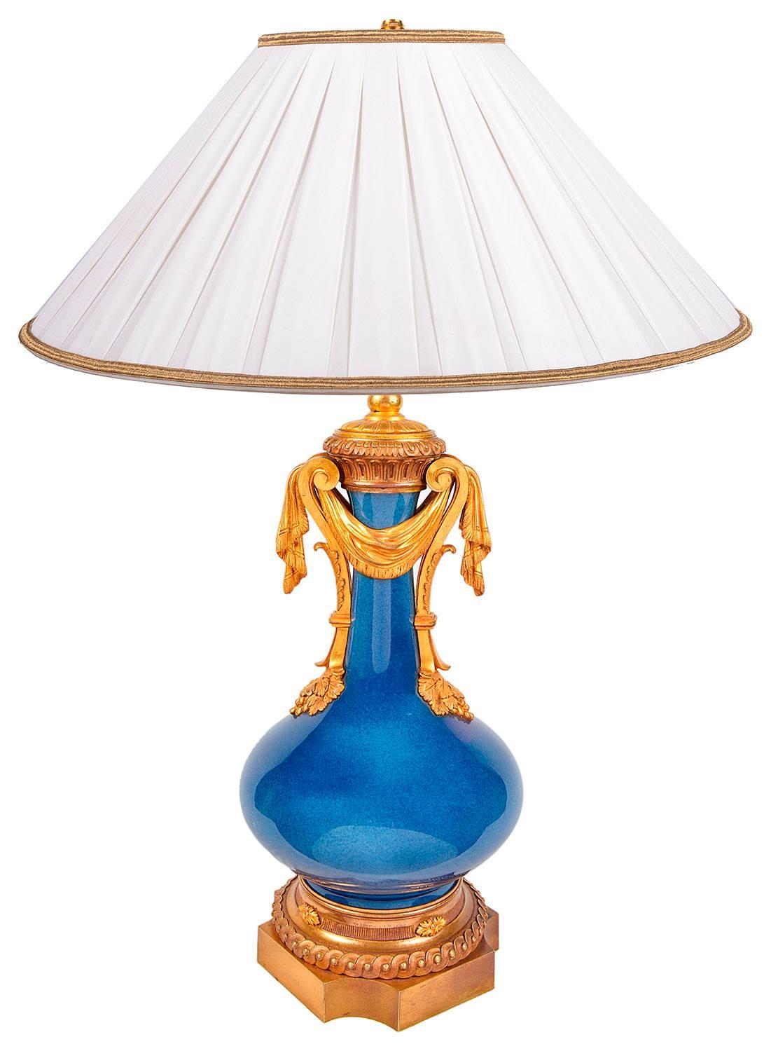 19th Century Chinese Powder Blue Vase or Lamp 1