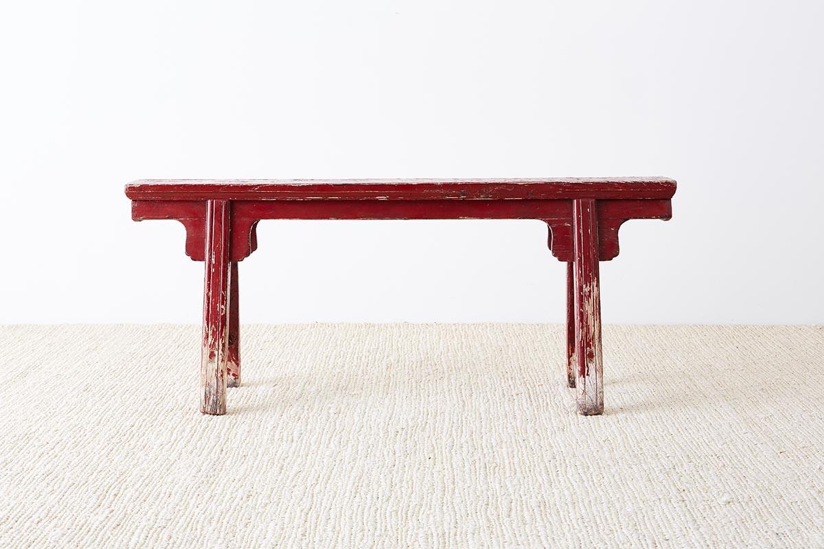 Qing 19th Century Chinese Provincial Lacquered Bench