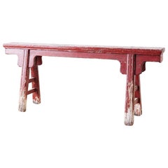 19th Century Chinese Provincial Lacquered Bench